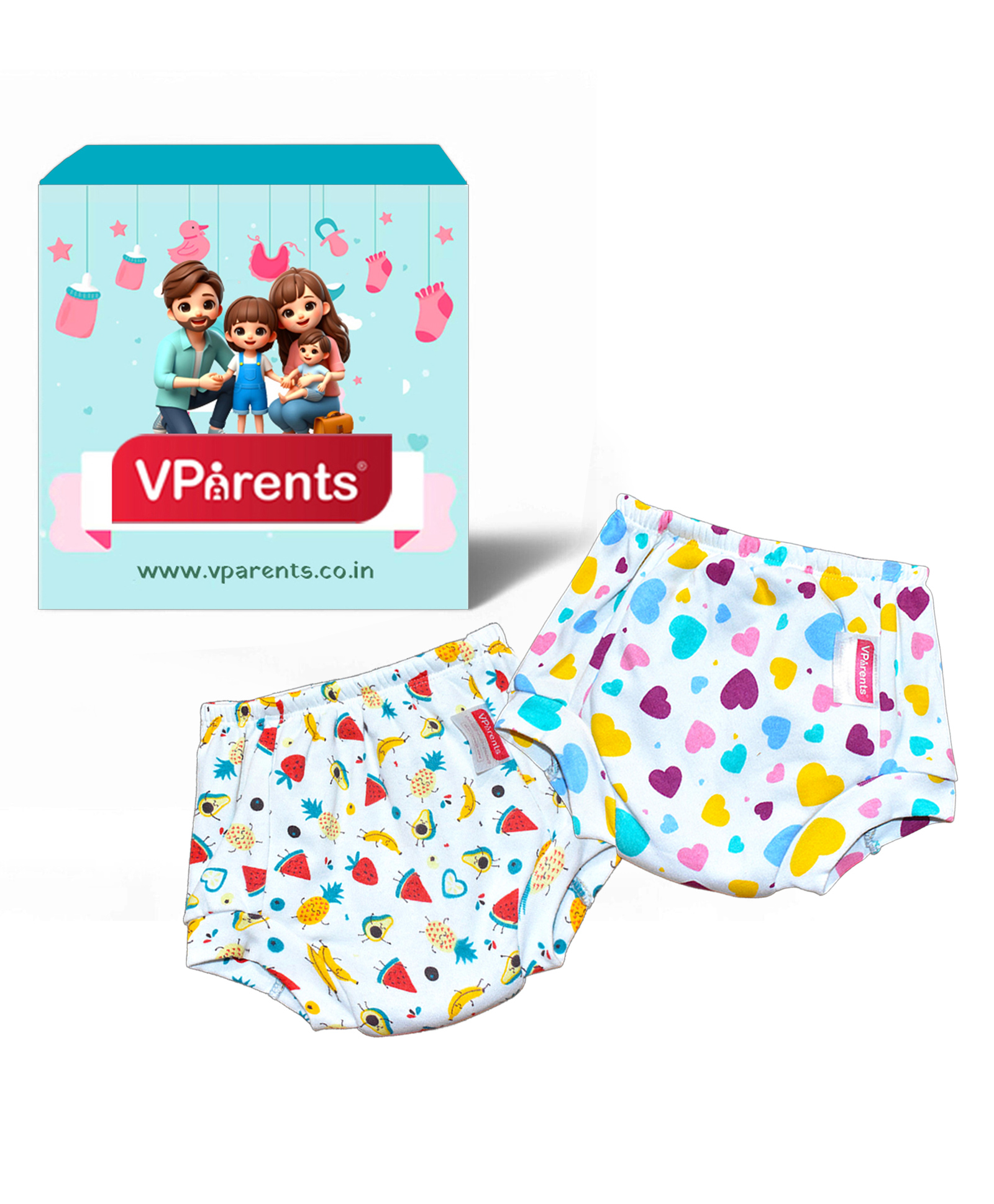 VParents Padded Underwear for Babies and Toddlers with 3 Layers of Cotton Padding Potty Training  Pull Up & Diaper-Free Time Pack of 2 (6 -12 months) (Print may vary)-picture-4