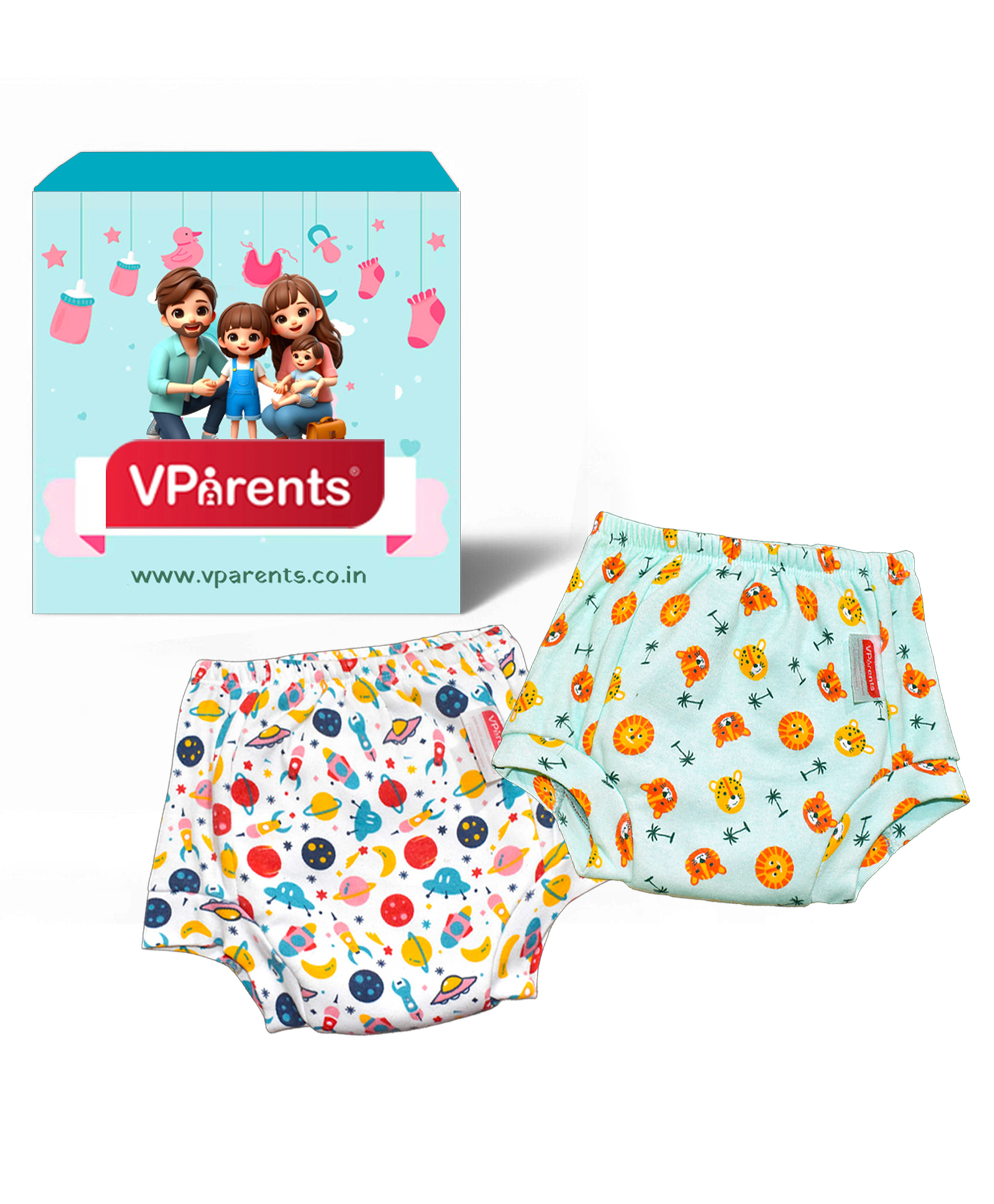 VParents Padded Underwear for Babies and Toddlers with 3 Layers of Cotton Padding Potty Training  Pull Up & Diaper-Free Time Pack of 2 (6 -12 months) (Print may vary)-picture-6