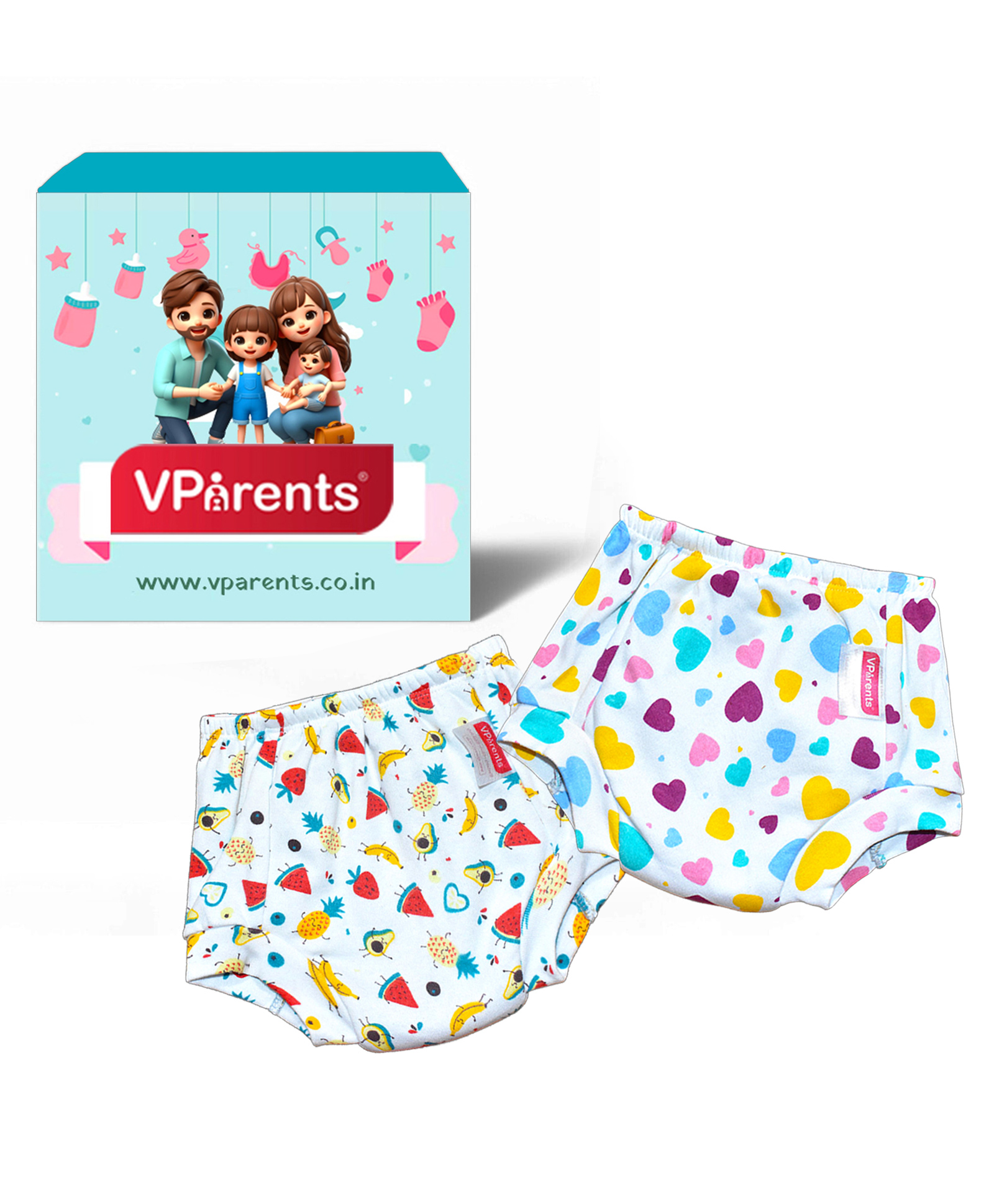VParents Padded Underwear for Babies and Toddlers with 3 Layers of Cotton Padding Potty Training  Pull Up & Diaper-Free Time Pack of 2 (1 - 2 years ) (Print may vary)-picture-8