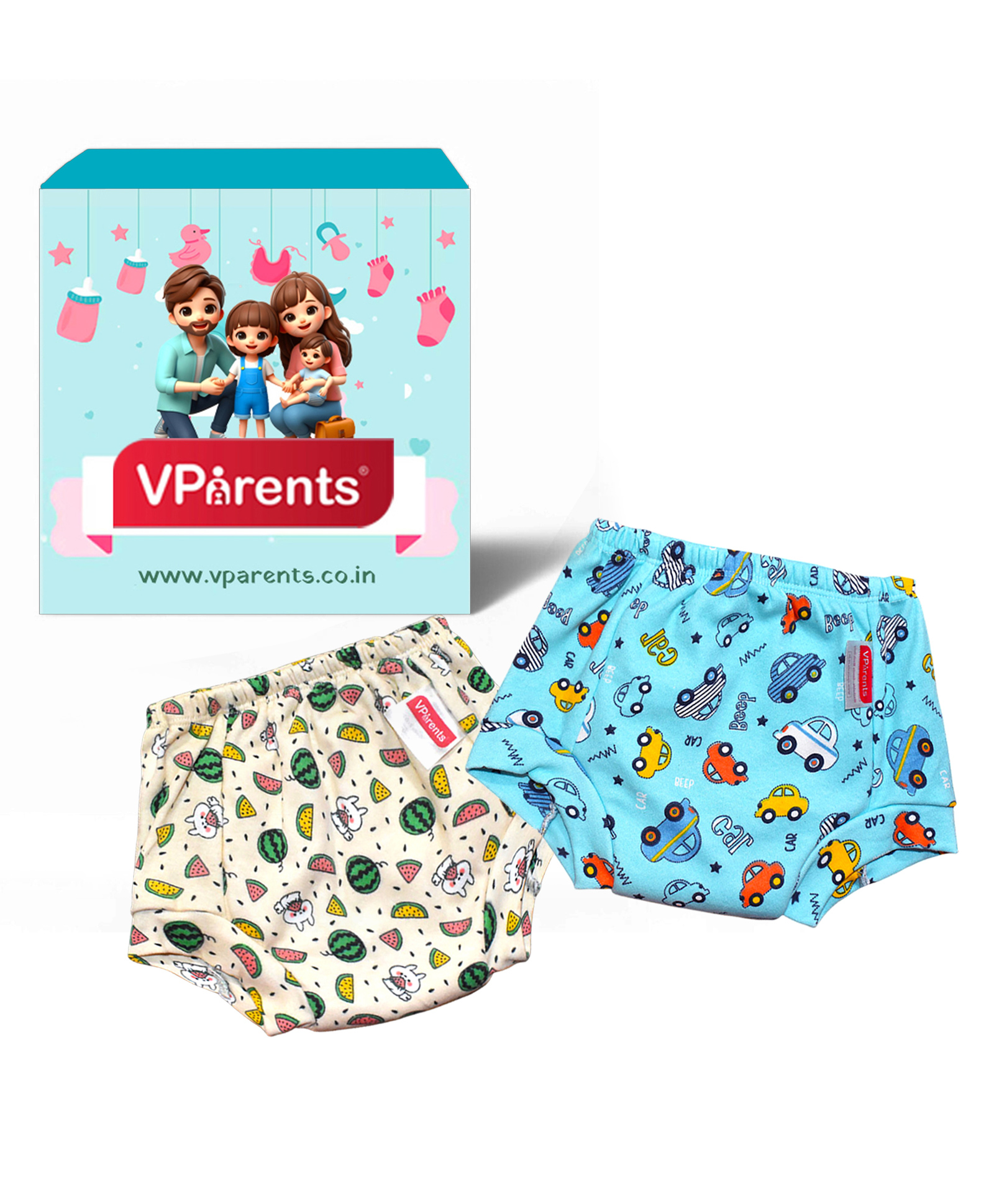 VParents Padded Underwear for Babies and Toddlers with 3 Layers of Cotton Padding Potty Training  Pull Up & Diaper-Free Time Pack of 2 (2 - 3 years ) (Print may vary)-picture-10