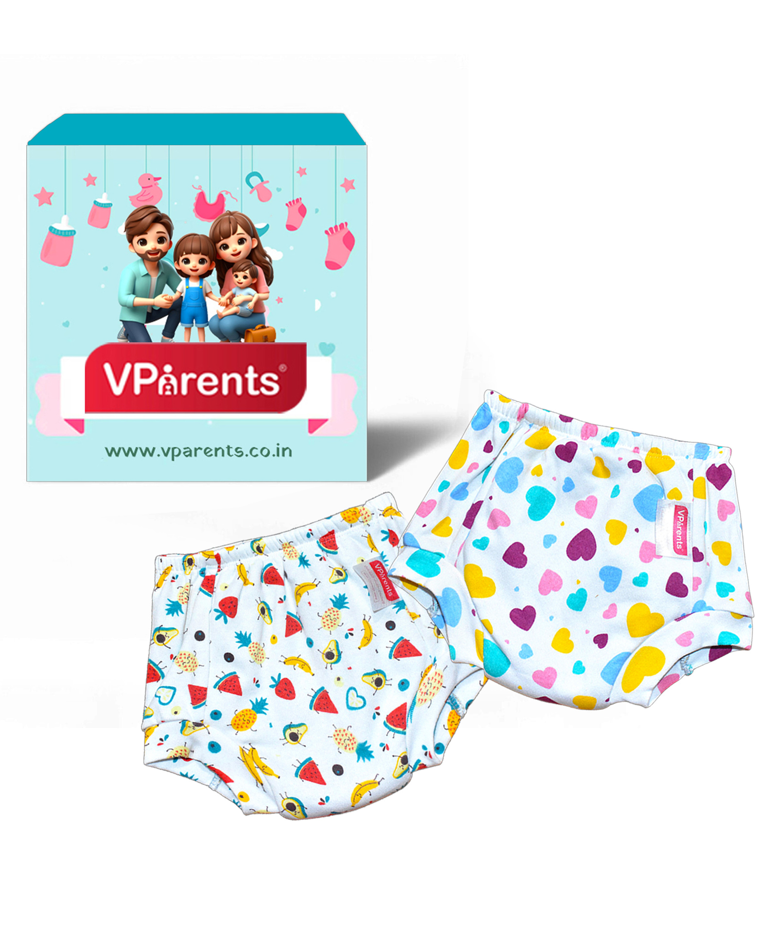 VParents Padded Underwear for Babies and Toddlers with 3 Layers of Cotton Padding Potty Training  Pull Up & Diaper-Free Time Pack of 2 (2 - 3 years ) (Print may vary)-picture-19