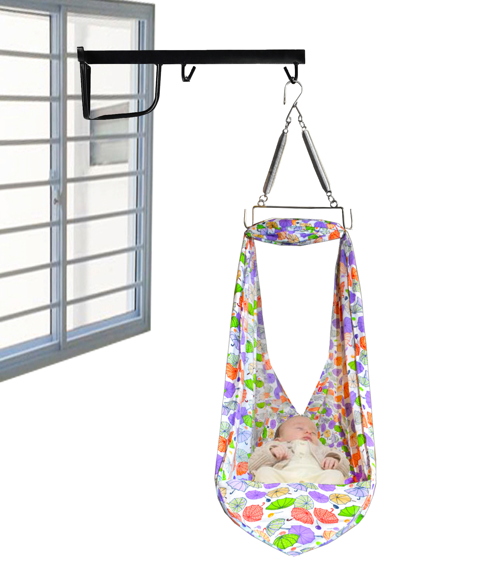 VParents Chunky Baby Swing Cradle with Spring and Metal Window Cradle Hanger (Purple)-image-21