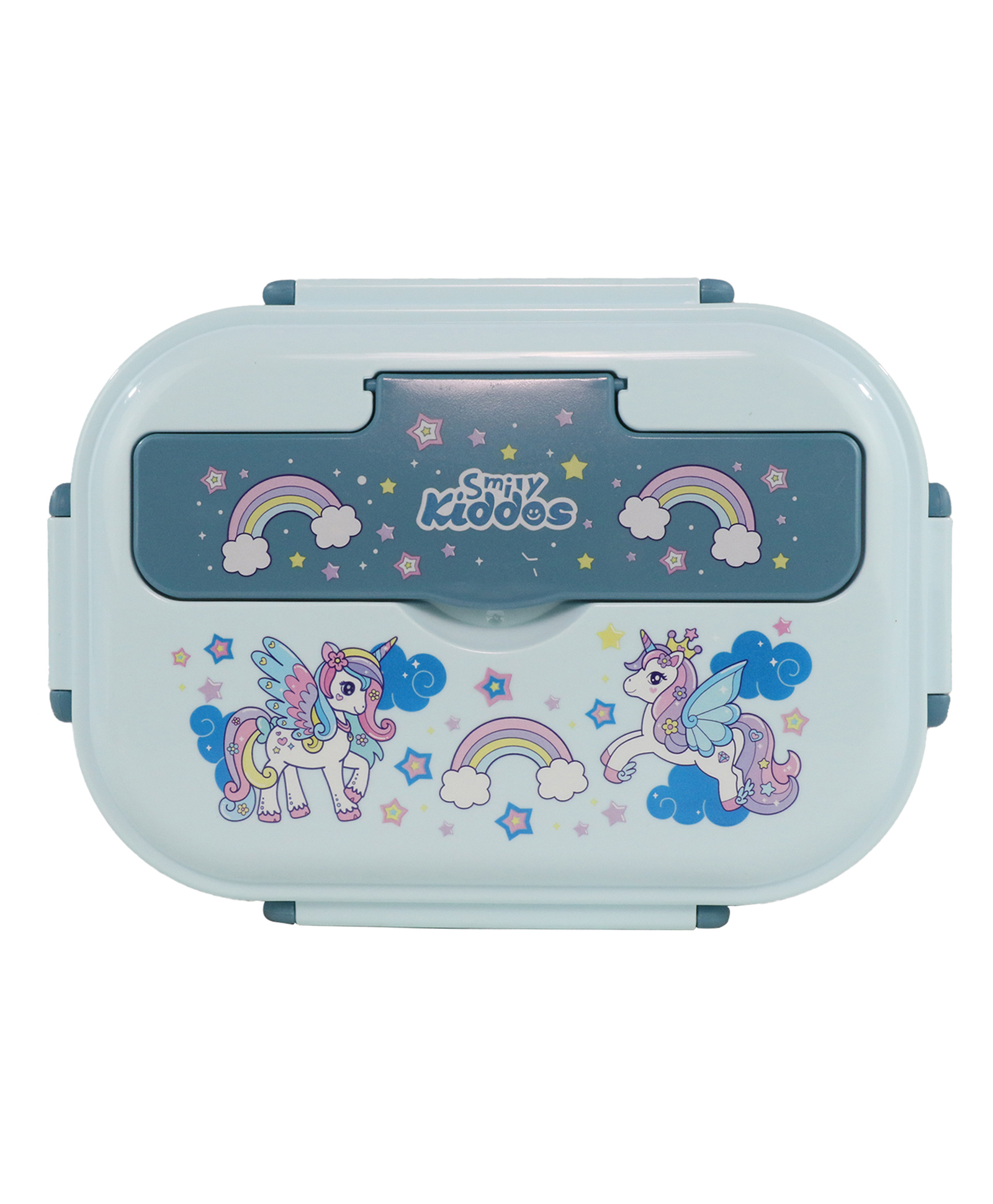 Smily kiddos Unicorn Theme Steel Insulated Leak Proof Lunch Box with Spoon & Chop Sticks - Blue-image-25