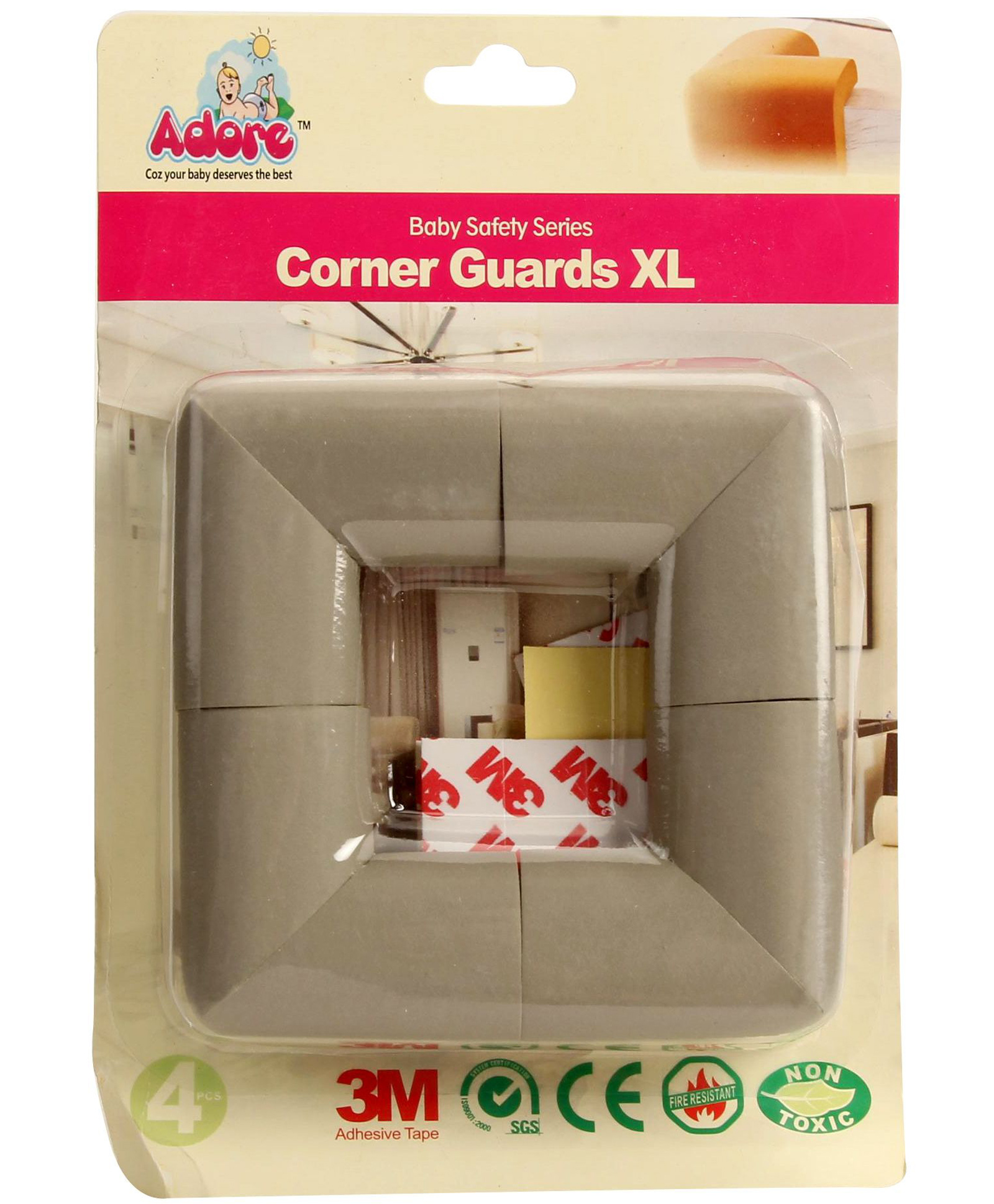 Adore Advanced Safety Series Baby Childproofing Safety Edge Guards XL- Pack of 4- Cream-image-35