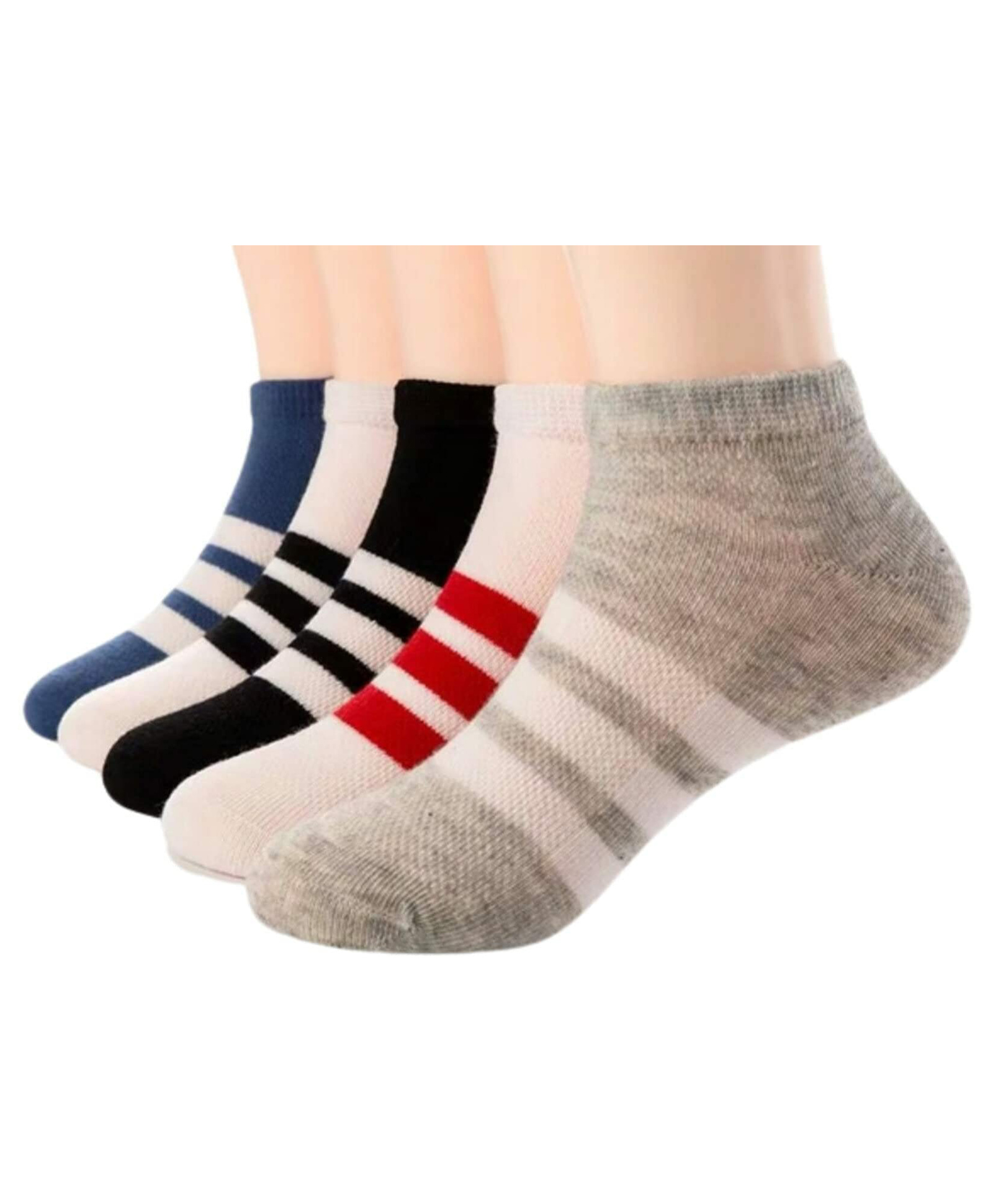 MOMISY 5 Pairs children Girl Boys Tube Socks Toddlers Infant Solid Color Ankle Socks Stretch  Socks (3Striped, 12 Years-15 Years)-image-16