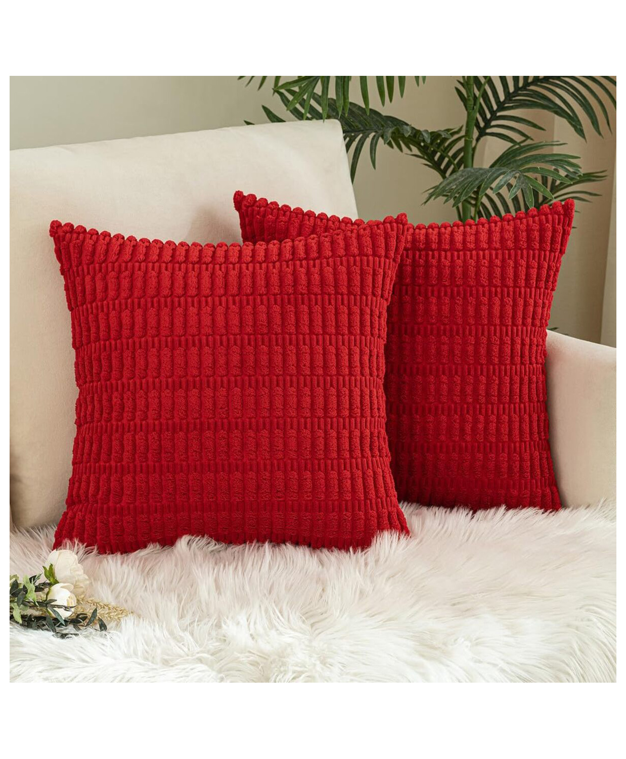 MOMISY Corduroy Cushion Throw Pillow Covers (Red, 2)-image-44