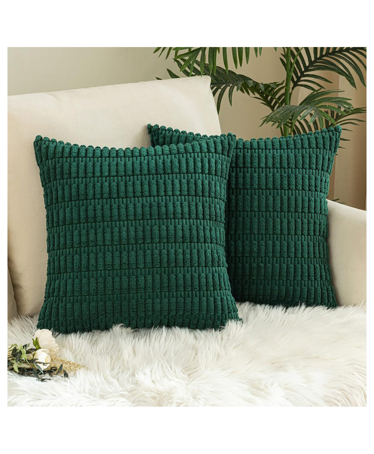 MOMISY Corduroy Cushion Throw Pillow Covers  (Green, 2)-image-43