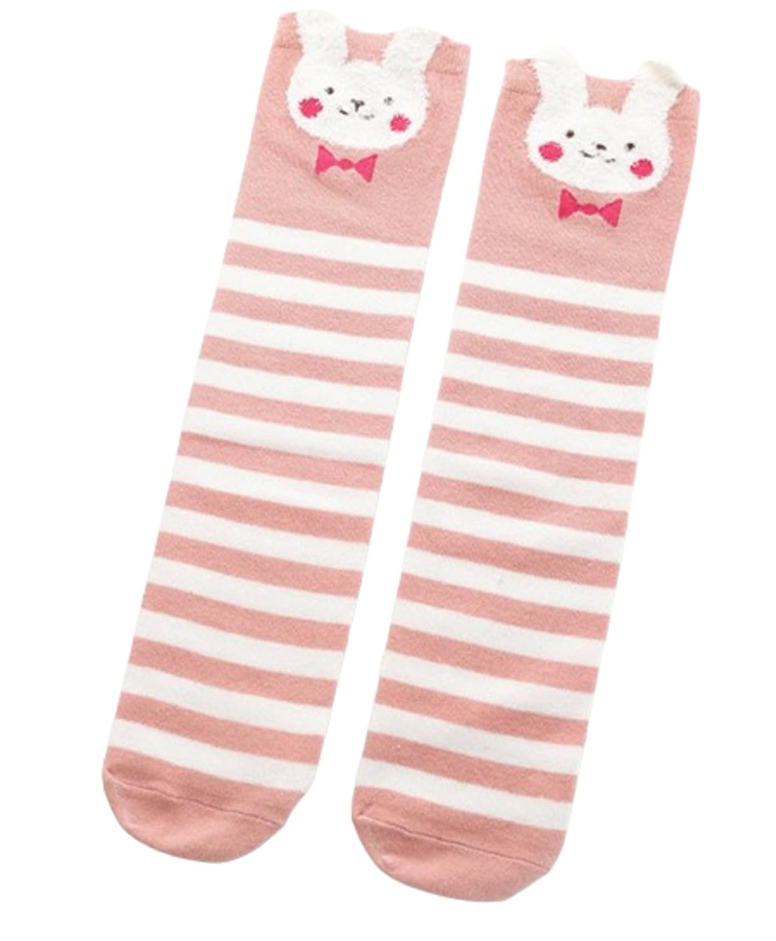 MOMISY 1 Pair of Baby Spring Winter And Autumn Combed Cotton Long Tube Knee-High Socks Suitable Age of 3 to 12 Years (PinkStripe, 3-12Y)-picture-12