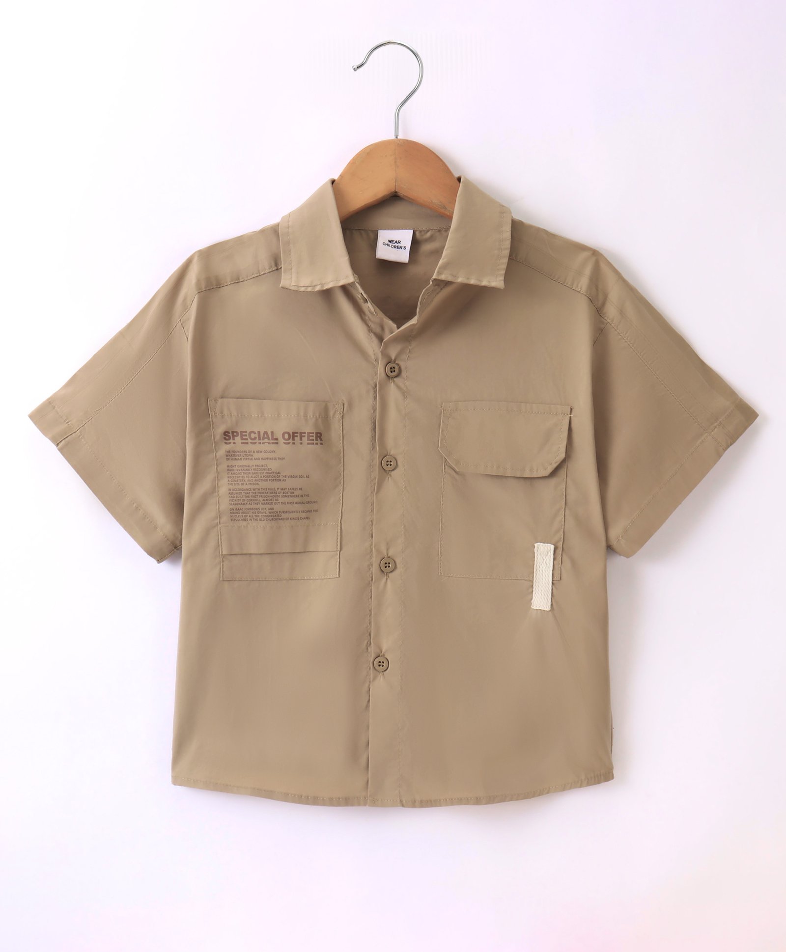 Kookie Kids Woven  Striped Half Sleeves  Shirt - Khakhi-picture-21