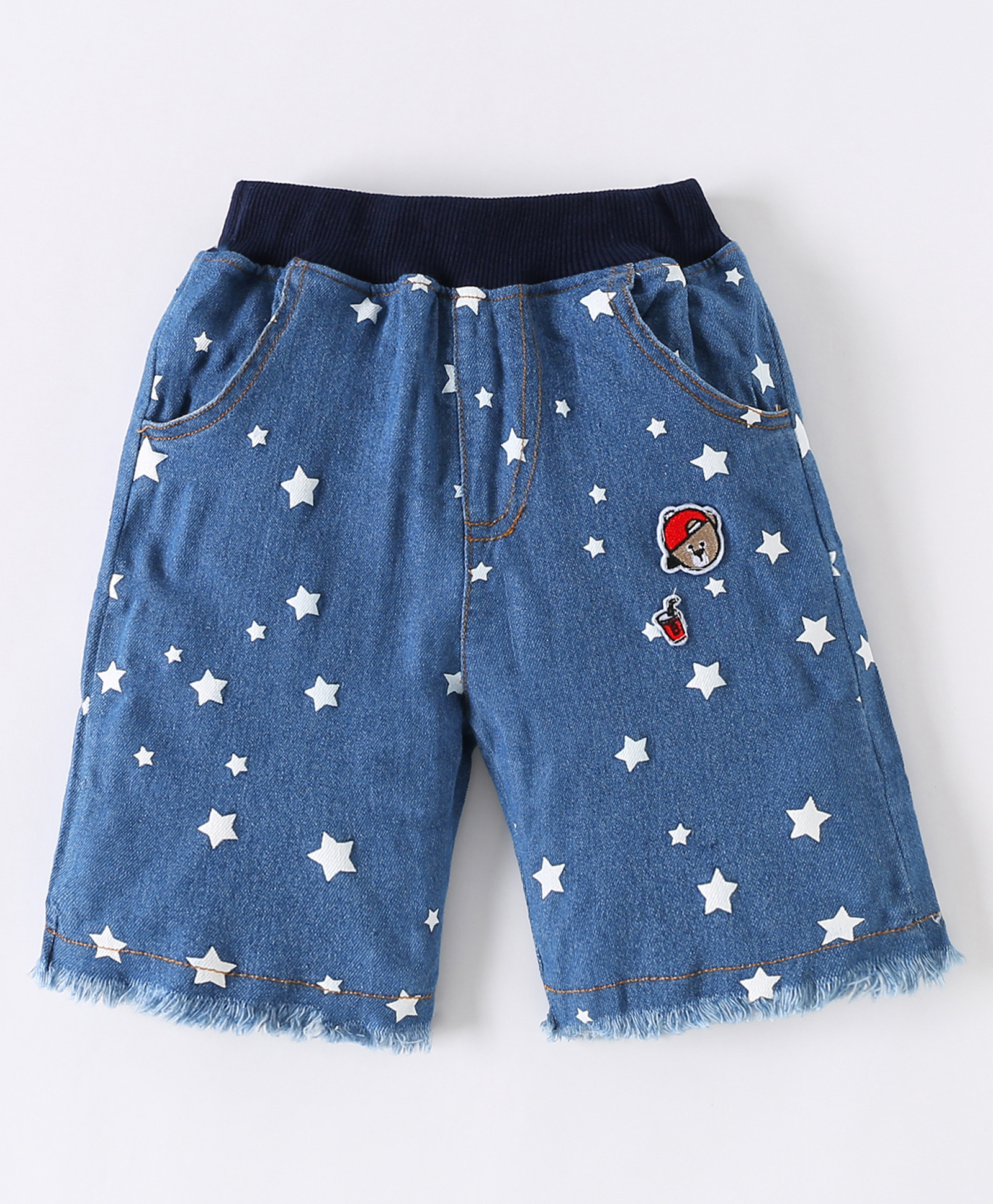 Kookie Kids Shorts with Star & Teddy Print - Blue-picture-24