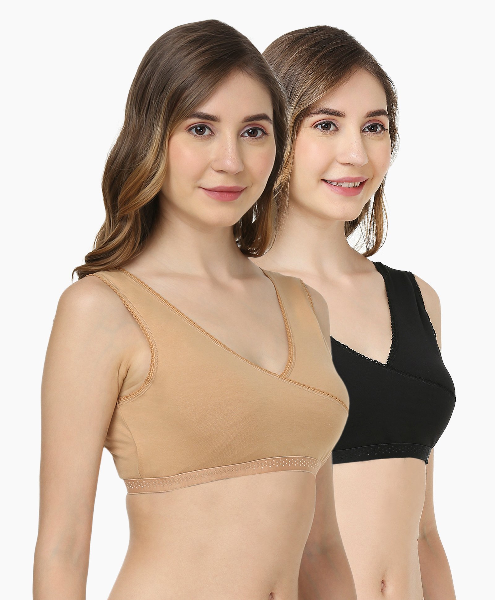 Bella Mama Cotton Blend Knit Sleep Bra WIth Eco Jiva Finish Pack Of 2 (Colour May Vary)-image-35