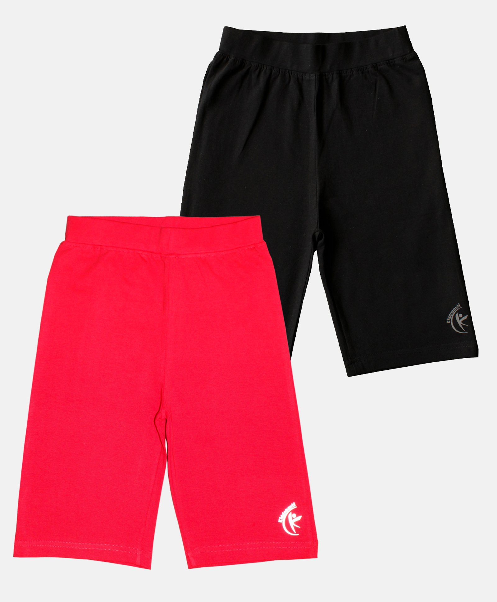 Kiddopanti Pack Of 2 Brand Name Printed Cycling Shorts - Black & Dark Coral-image-48