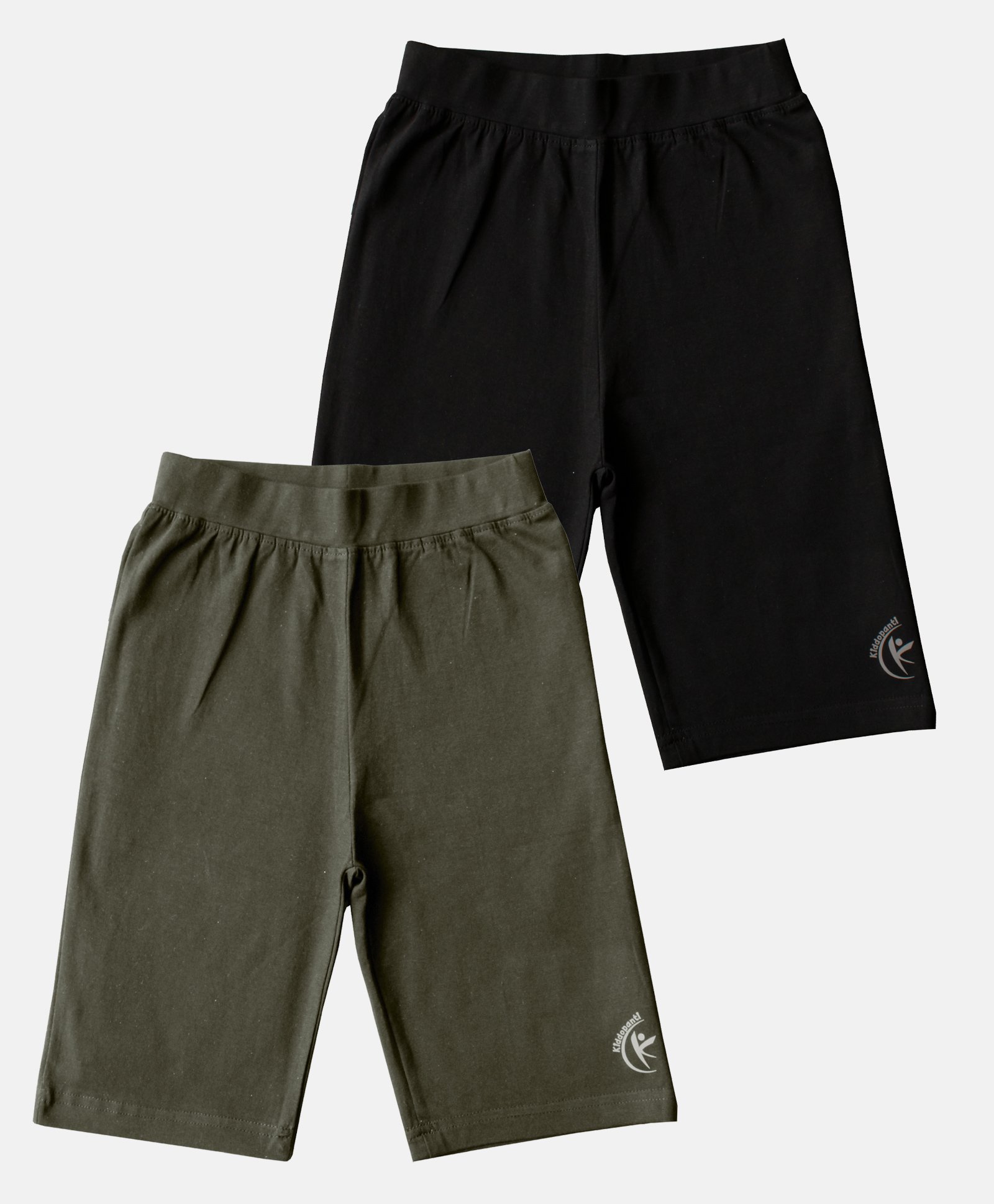 Kiddopanti Pack Of 2 Brand Name Printed Cycling Shorts - Black & Steel Grey-image-22