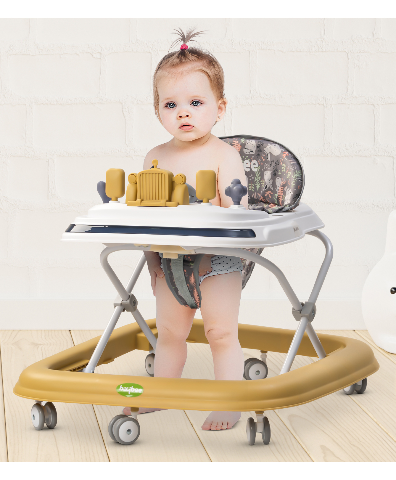 Baybee Clafy Baby Walker for Kids, Folding Walker with 3 Height Adjustable, Cushion Seat, Removable Tray, Activity Kids Walker with Musical Toy Bar  (Yellow)-image-18