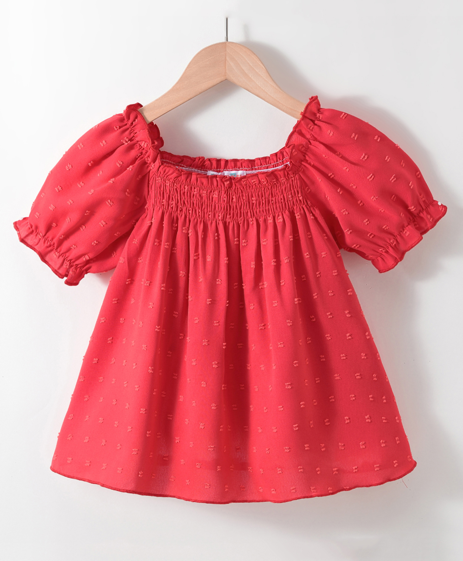 Kookie Kids Half Sleeves Texture Top- Red-picture-33
