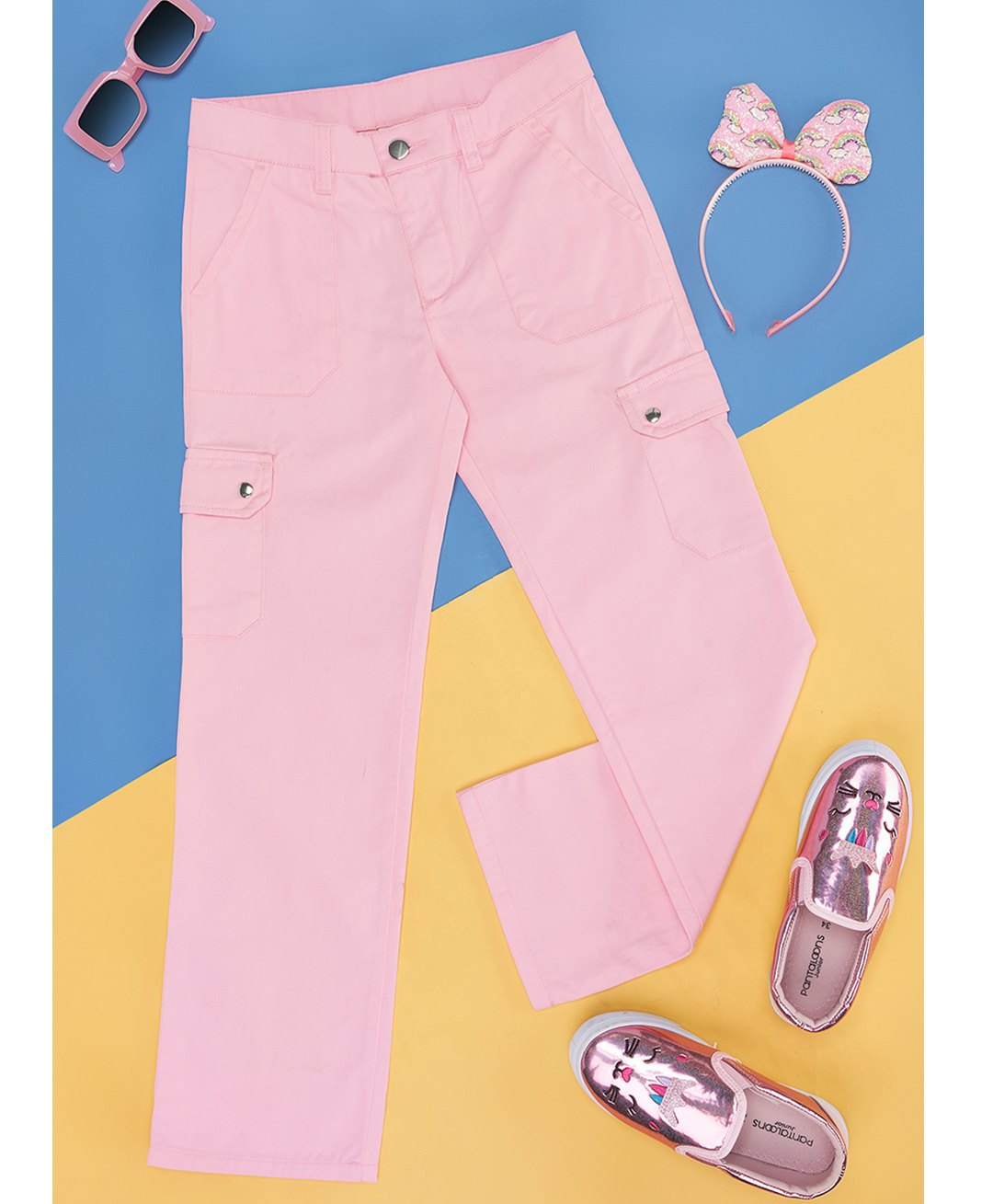 Pantaloons Junior Solid Cotton Pant - Pink-picture-29
