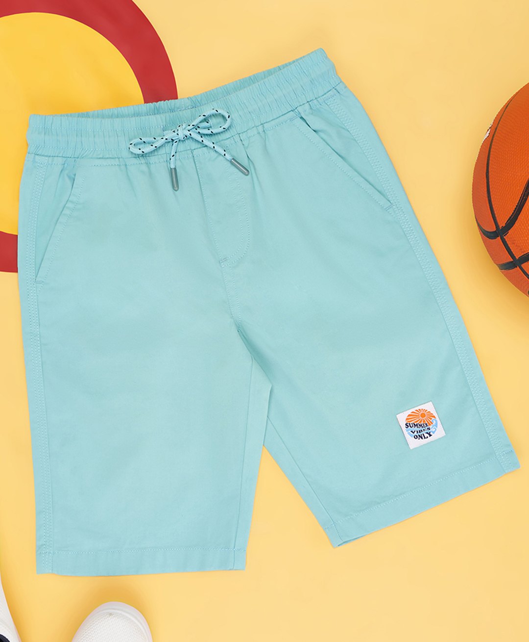 Pantaloons Junior Summer Vibe Only Text Printed Shorts - Blue-picture-19