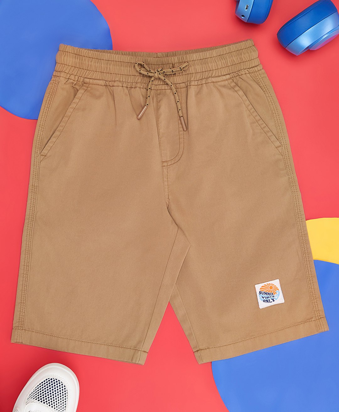 Pantaloons Junior  Summer Vibe Only Text Printed Shorts - Tan-picture-11
