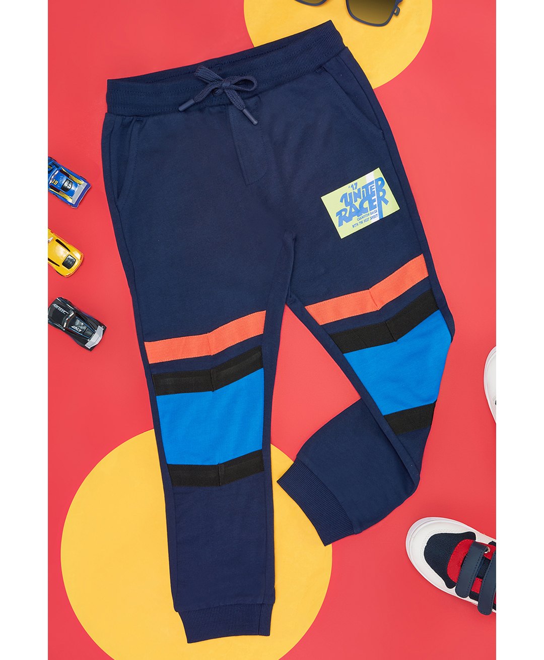 Pantaloons Junior Cotton United Racer Text Printed Track Pant - Navy Blue-picture-32