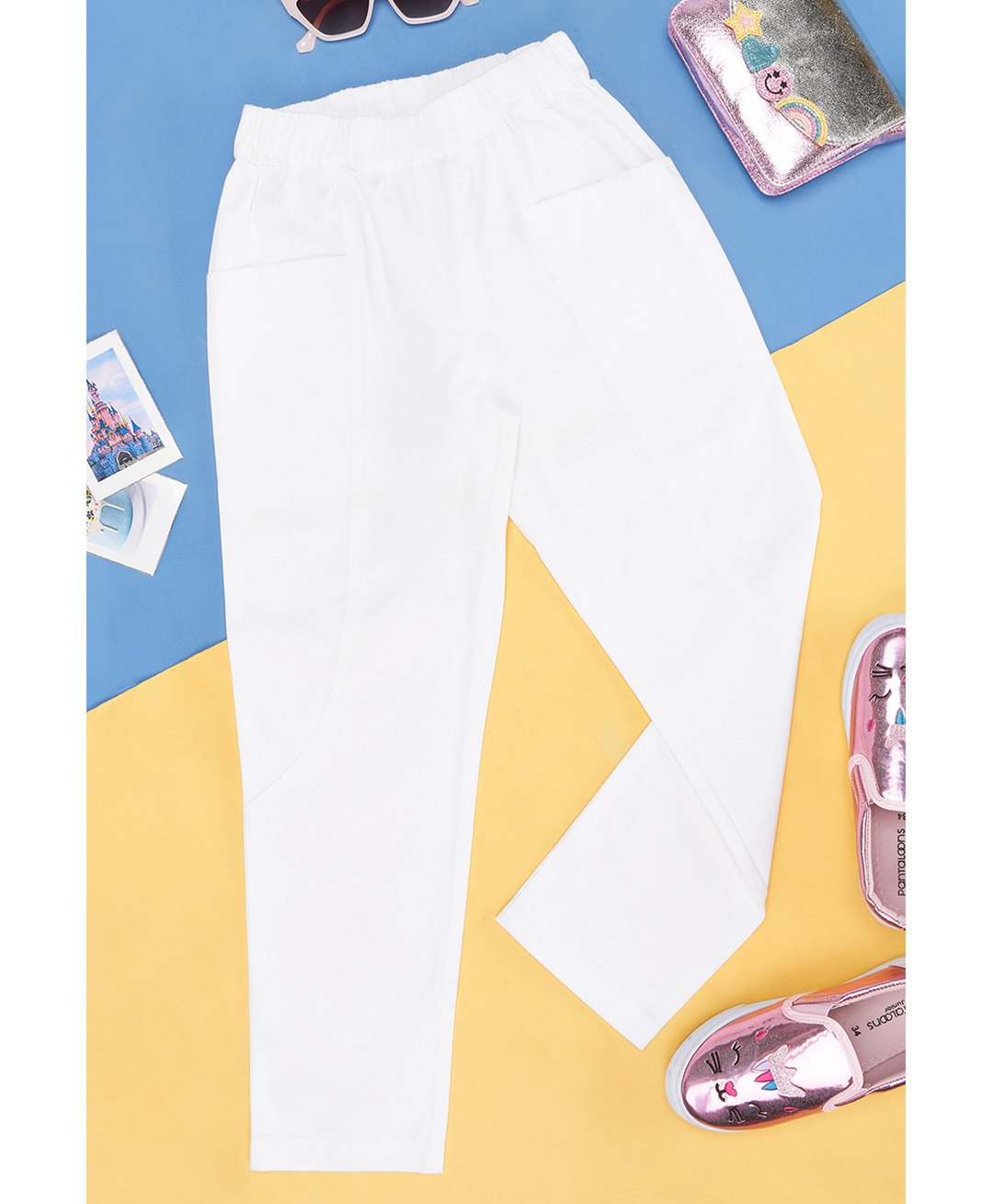 Pantaloons Junior Cotton Solid Trouser - Off White-picture-17