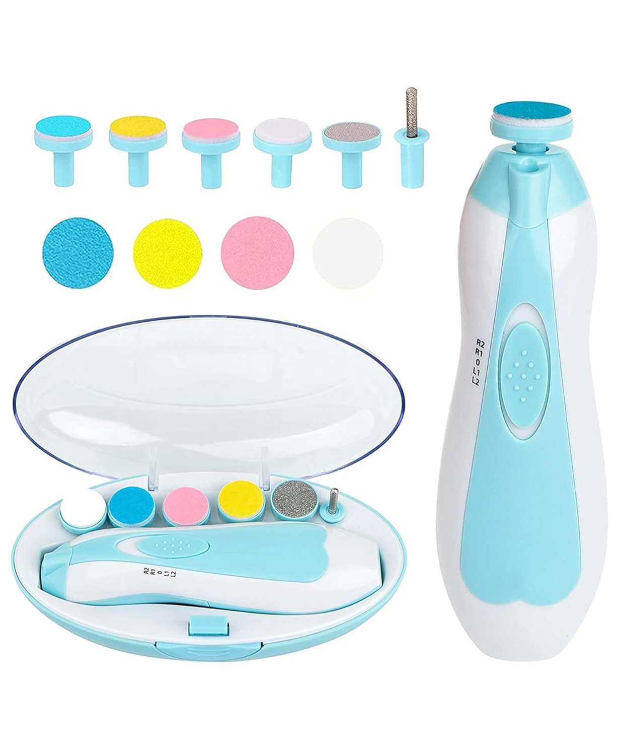 Kidology Baby Nail Trimmer Electric 6 in 1 Baby Nail File Clippers for Toes & Fingers, Safe Nail Filer Grinder Manicure Kit Kids or Adults 6 Replacement Tools with Led Light Trim and Polish-picture-12
