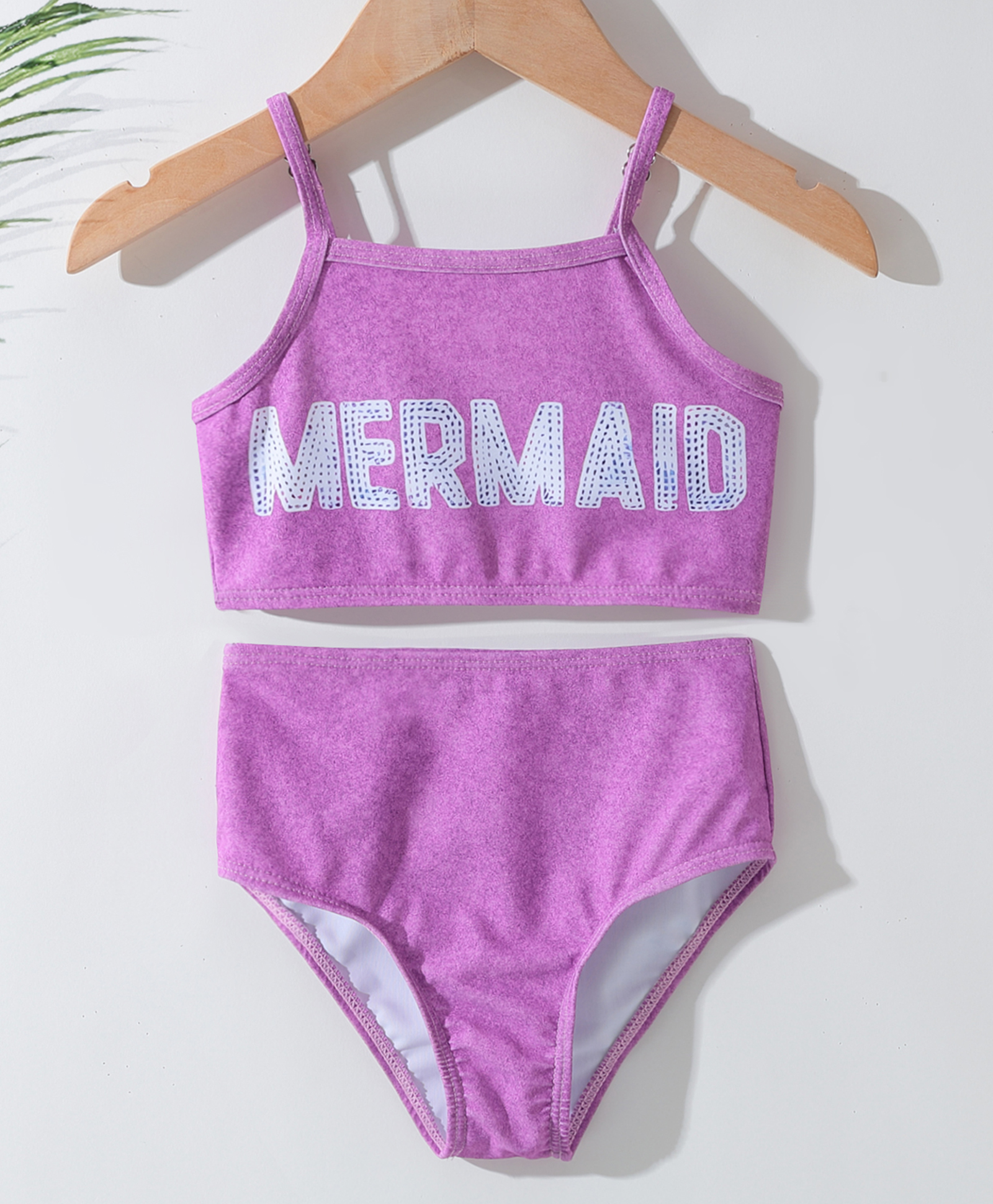 Kookie Kids Sleeveless Two Piece Swimsuit Text Print - Purple-image-18
