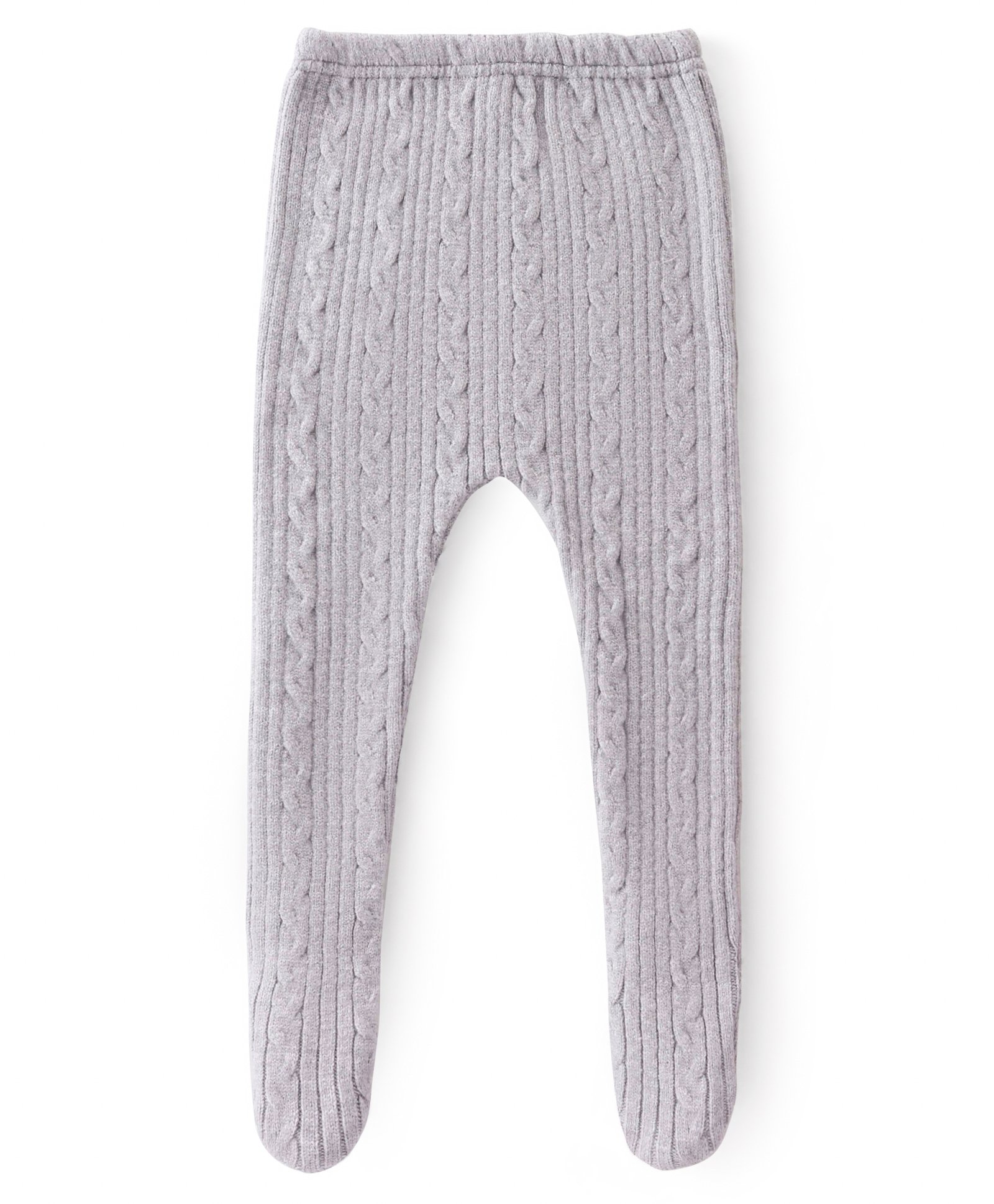 Babyhug Knit Footed Solid Legging With Cable Knit Design - Grey-image-2