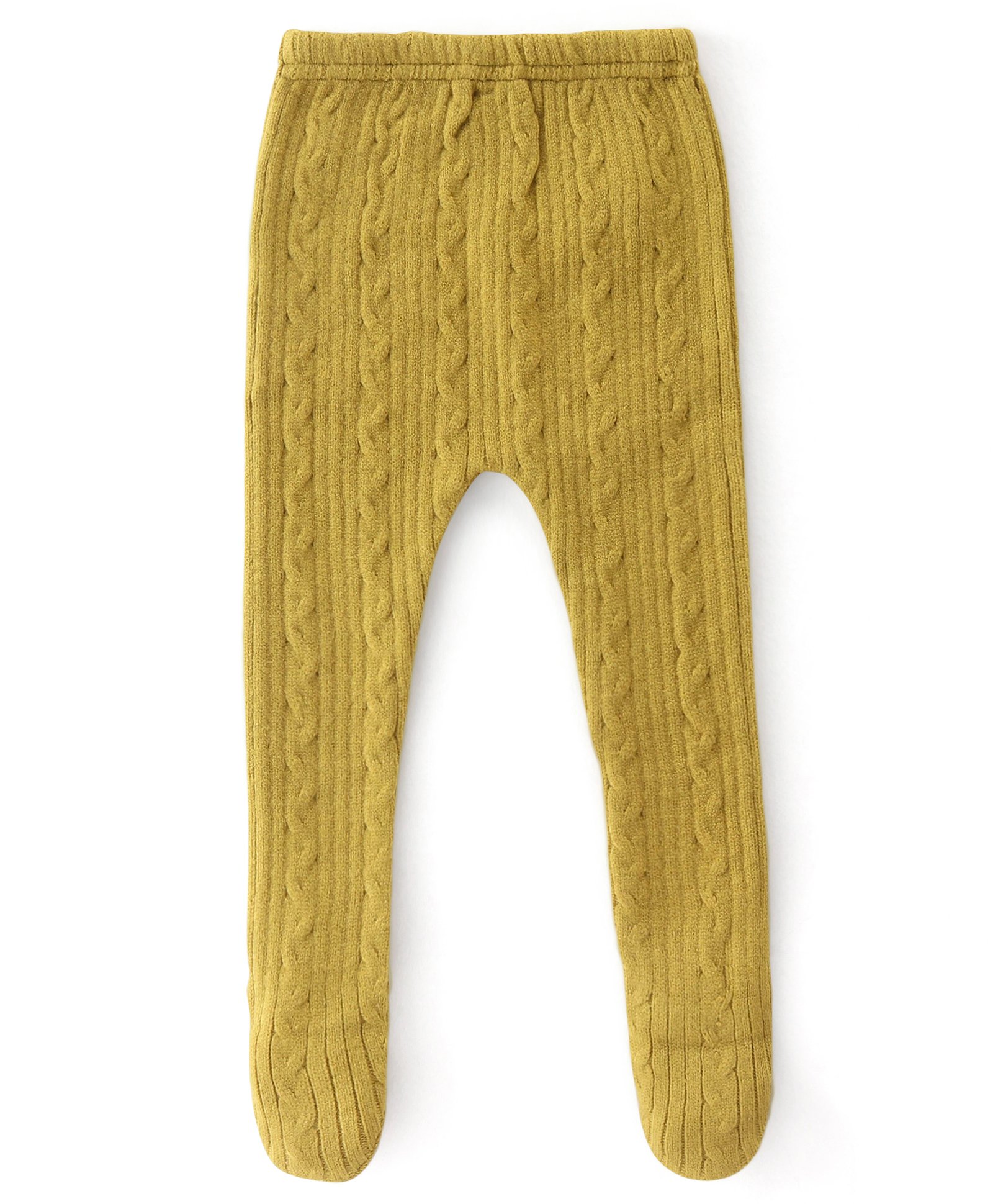 Babyhug Knit Footed Legging With Cable Knit Design - Yellow