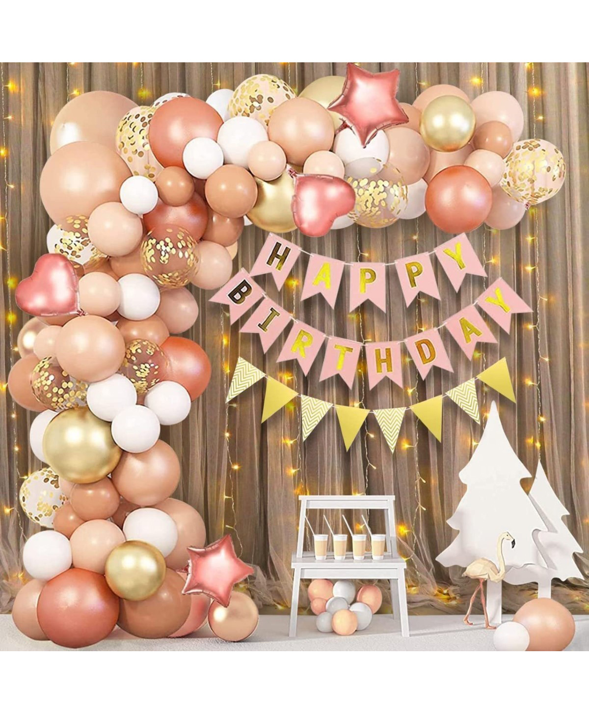 Surprise Decor Birthday Decoration Items for Girls - 49 Pcs Rose Gold Birthday Decoration | Happy Birthday Decorations for Girls | Rose Gold Balloons for Birthday | Pink Happy Birthday Banner (Cardstock)-picture-33
