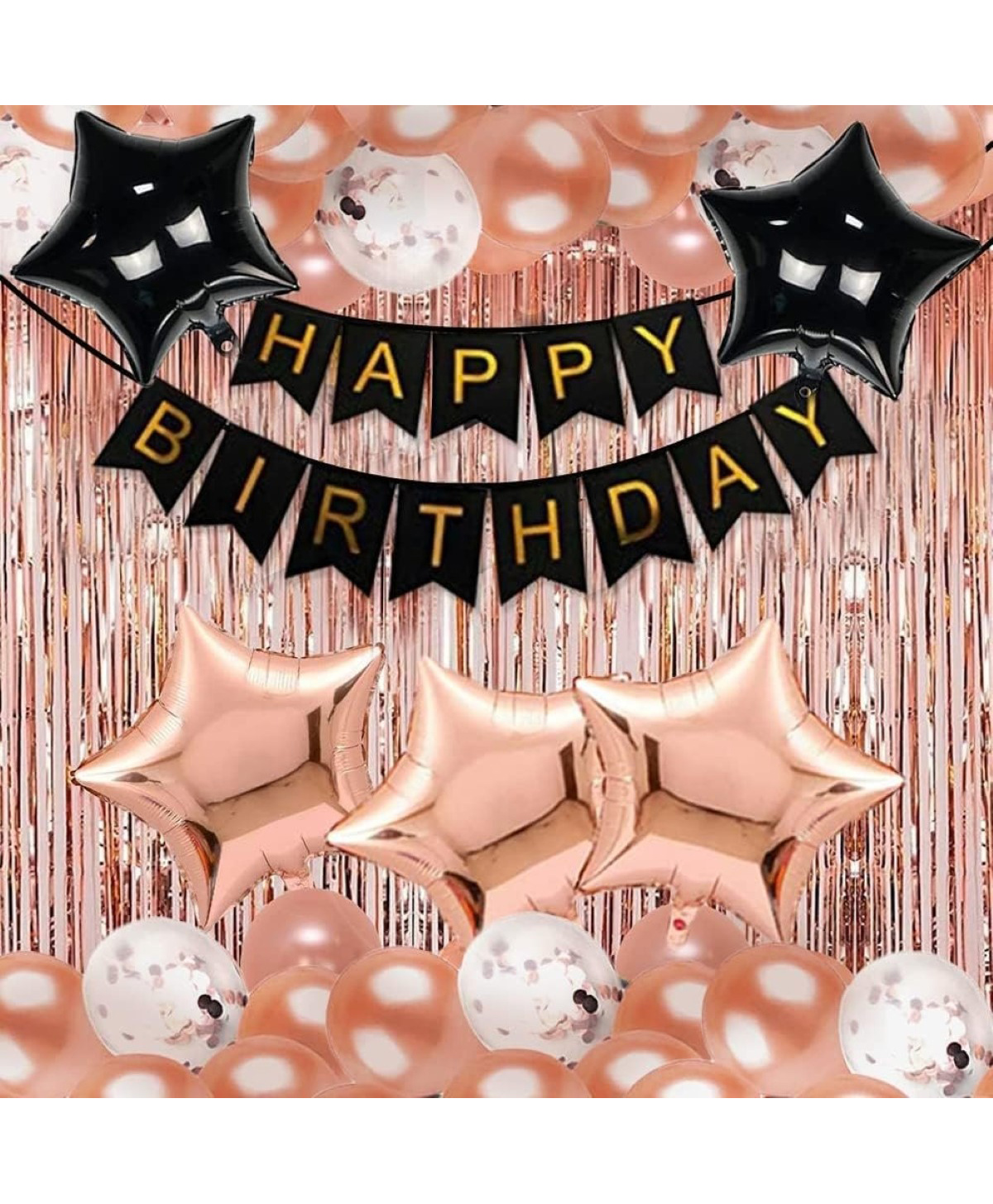 Surprise Decor 59 pcs set Happy Birthday Banner balloon arch decoration set with White Net Curtains & Fairy Light For a White Golden Themed Birthday Decorations-picture-16