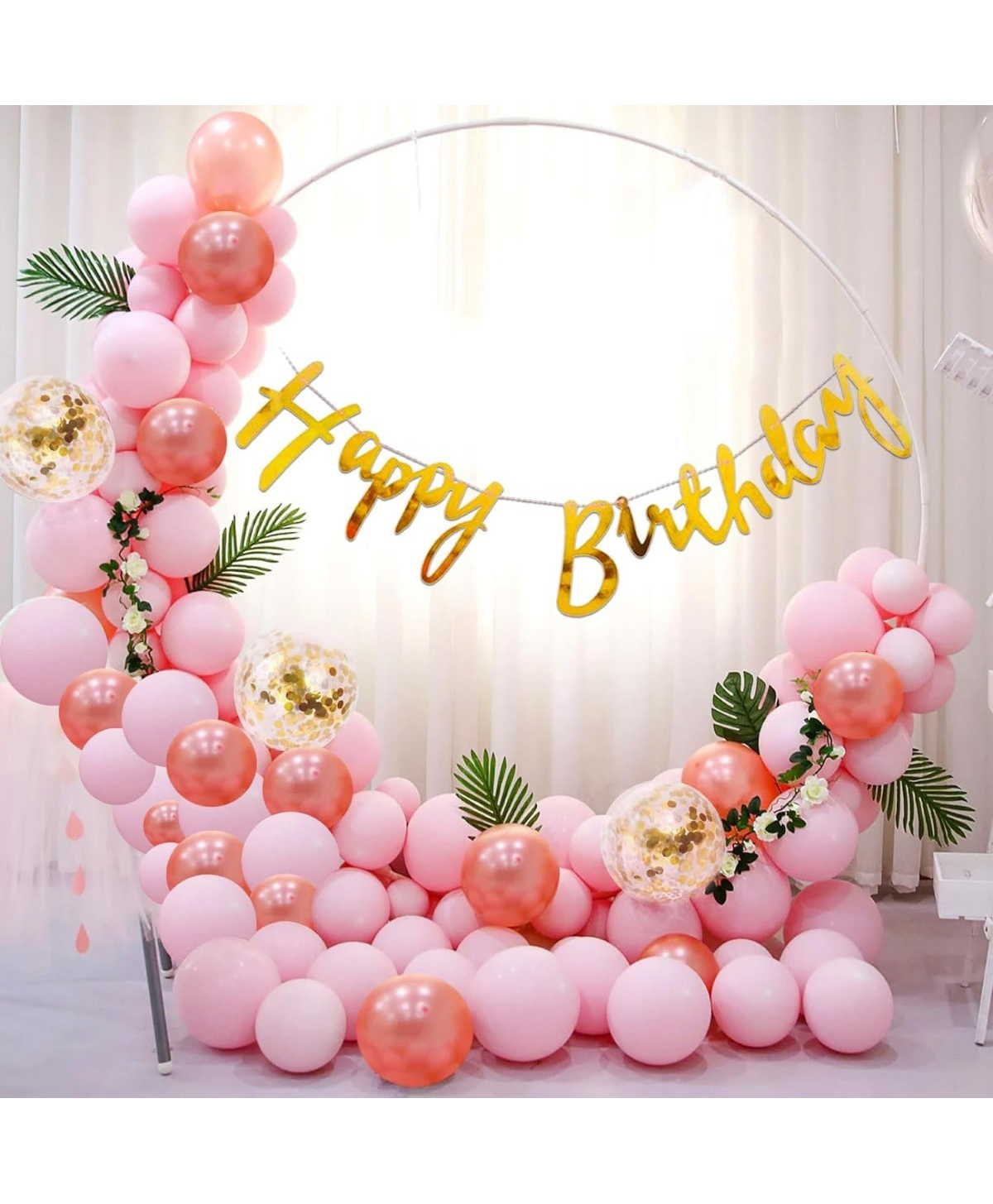 Surprise Decor Birthday Decoration Items For Girls - 47Pcs Happy Birthday Banner (Cardstock), Chrome Balloons for Birthday Decorations | Pink Birthday Decorations for Kids | Happy Birthday Decoration Kit-picture-14