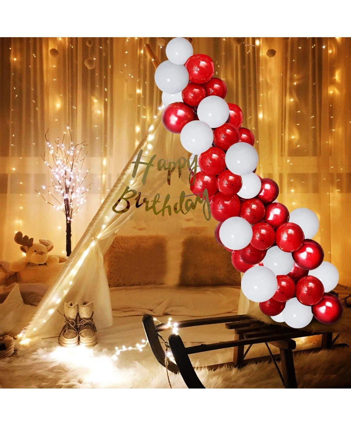 Surprise Decor Canopy Tent for Decoration- 25Pcs Happy Birthday Decoration Items | Net Curtains for Birthday Decoration | Cabana Tent for Birthday Decoration | Background Decoration Items-image-41