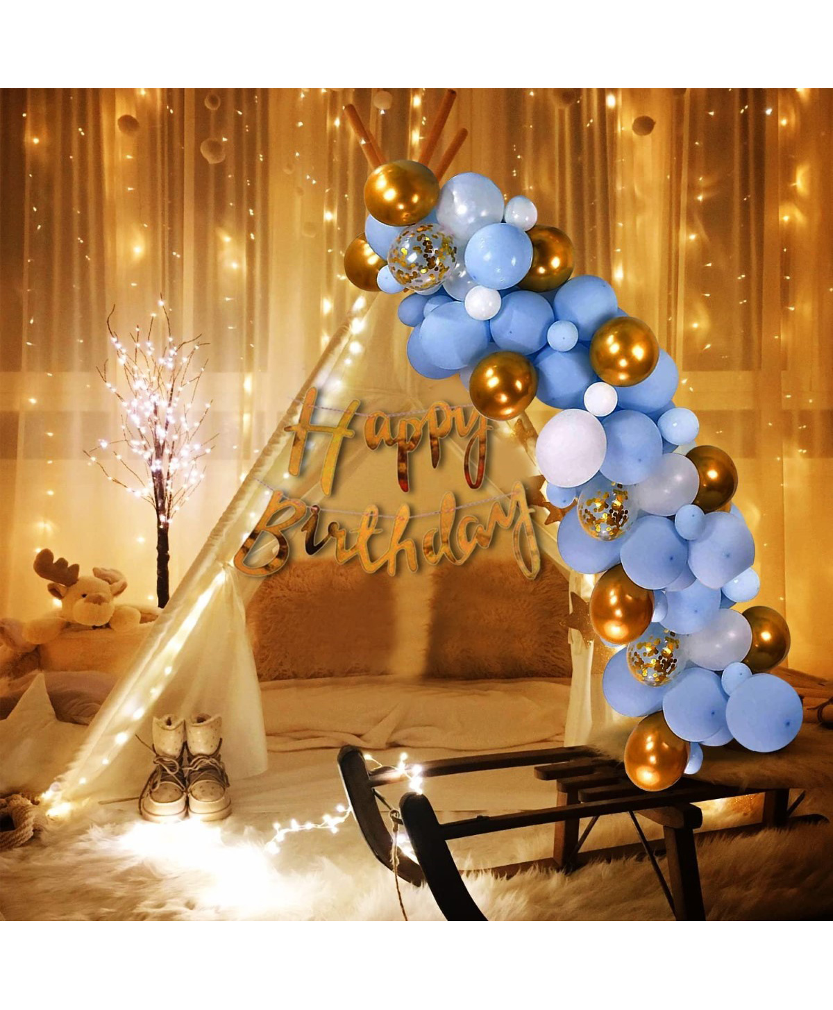 Surprise Decor Happy Birthday Decoration Items - 26 Pcs Blue Birthday Decoration Items | Net Birthday Decoration Kit | Cabana Tent for Birthday Decoration | Canopy Tent Decoration-picture-32