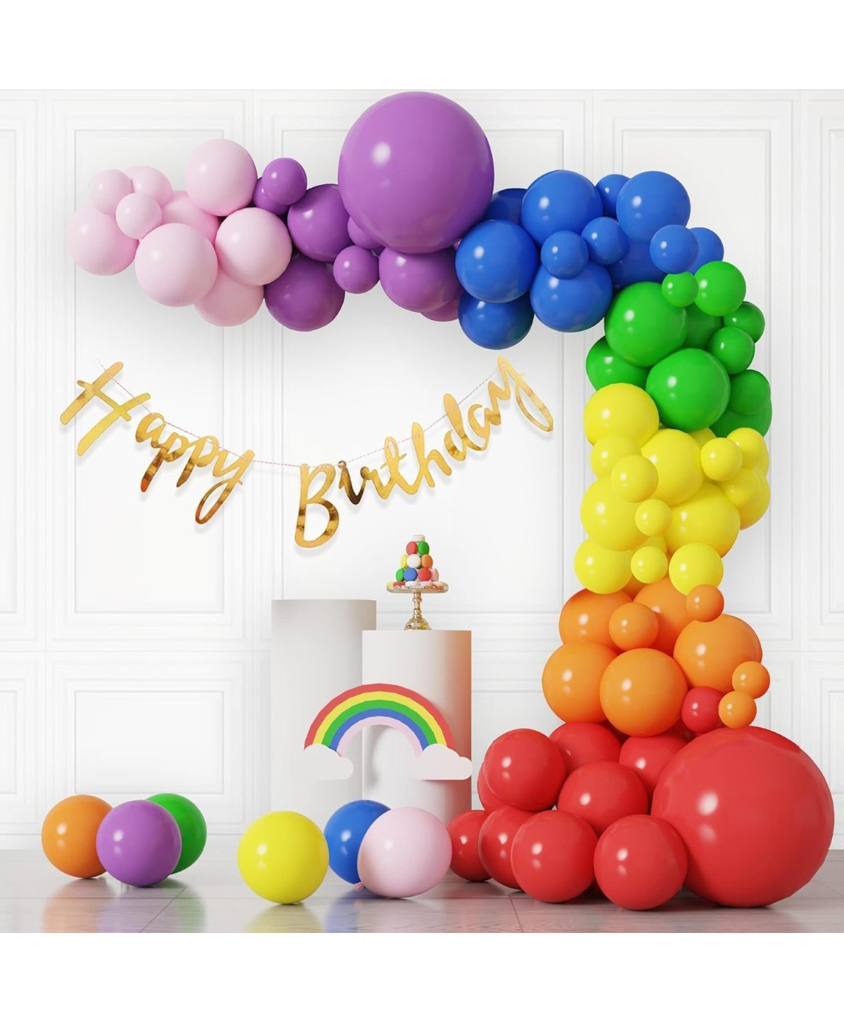 Surprise Decor Rainbow Theme Birthday Decorations - Pack Of 53 Happy Birthday Decoration Kit For Kids|Kids Birthday Decoration Items|Multicolor Balloons For Birthday Decorations-image-10