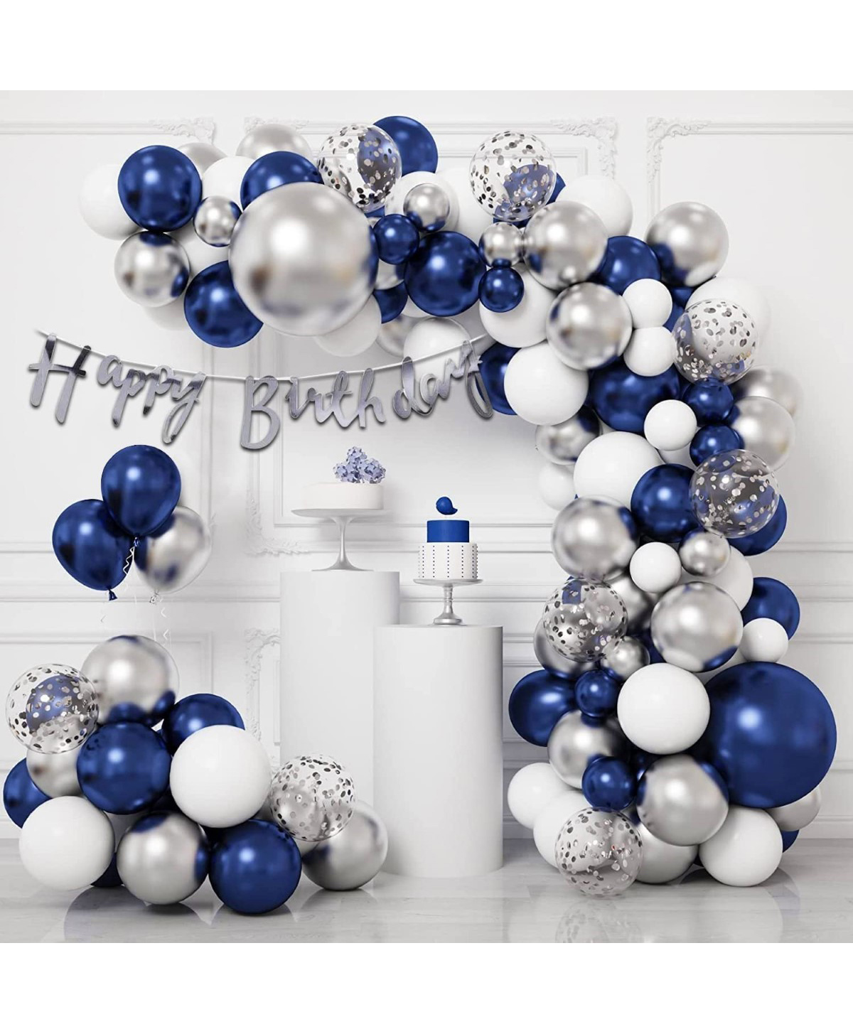 Surprise Decor Birthday Decoration Items for Boys - Pack of 57 Blue Happy Birthday Decoration Kit | Blue Birthday Decorations for Husband | Blue & Silver Balloons for Birthday Decorations for Boys-picture-28