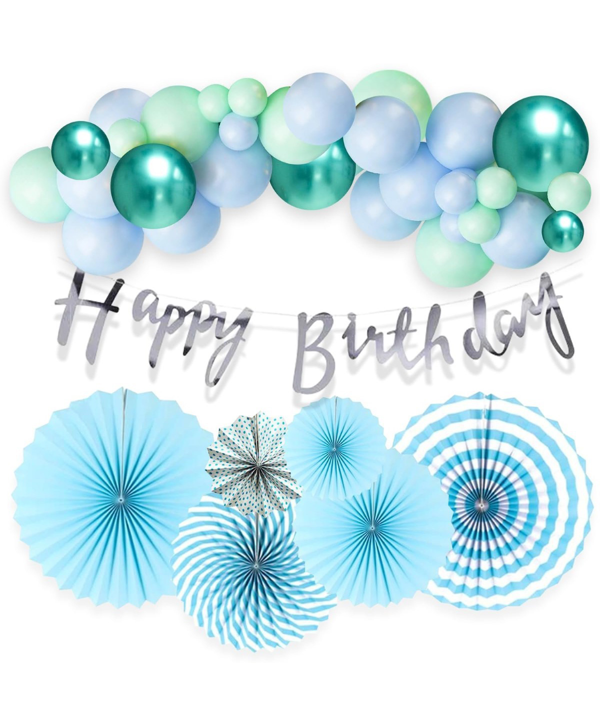 Surprise Decor Blue Theme Birthday Decoration - 33 Pcs Combo with Paper Fan for Decoration | Blue Balloons for Birthday Decoration | Birthday Decoration Items for Boys | Blue Theme Birthday Decorations-picture-12