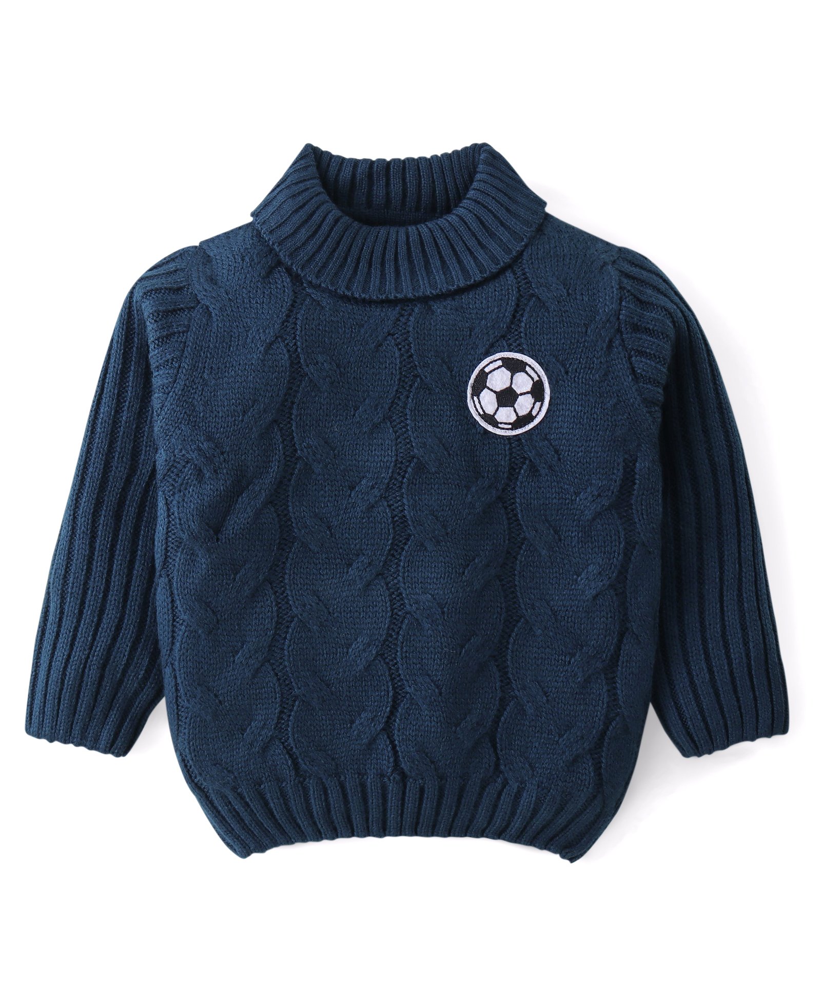Babyhug Knitted Full Sleeves Pullover with Cable Knit Design- Navy Blue-picture-24