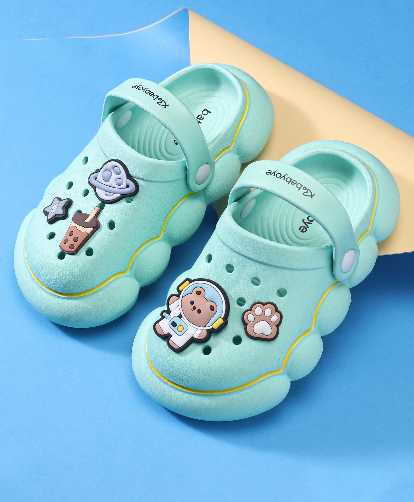 Babyoye Clogs with Back Strap Closure - Sea Green-picture-20