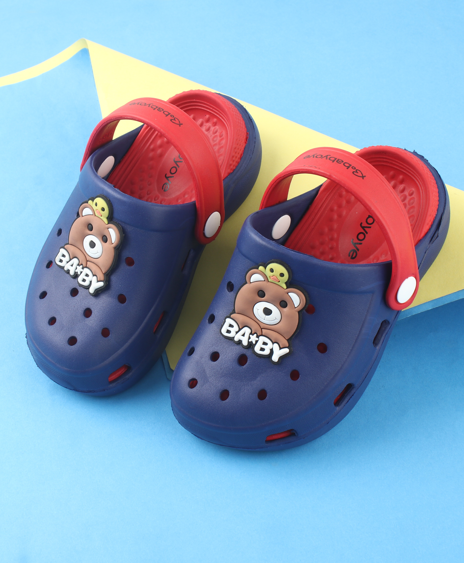 Babyoye Slip On Unicorn Applique Clogs with Back Strap - Blue-picture-24