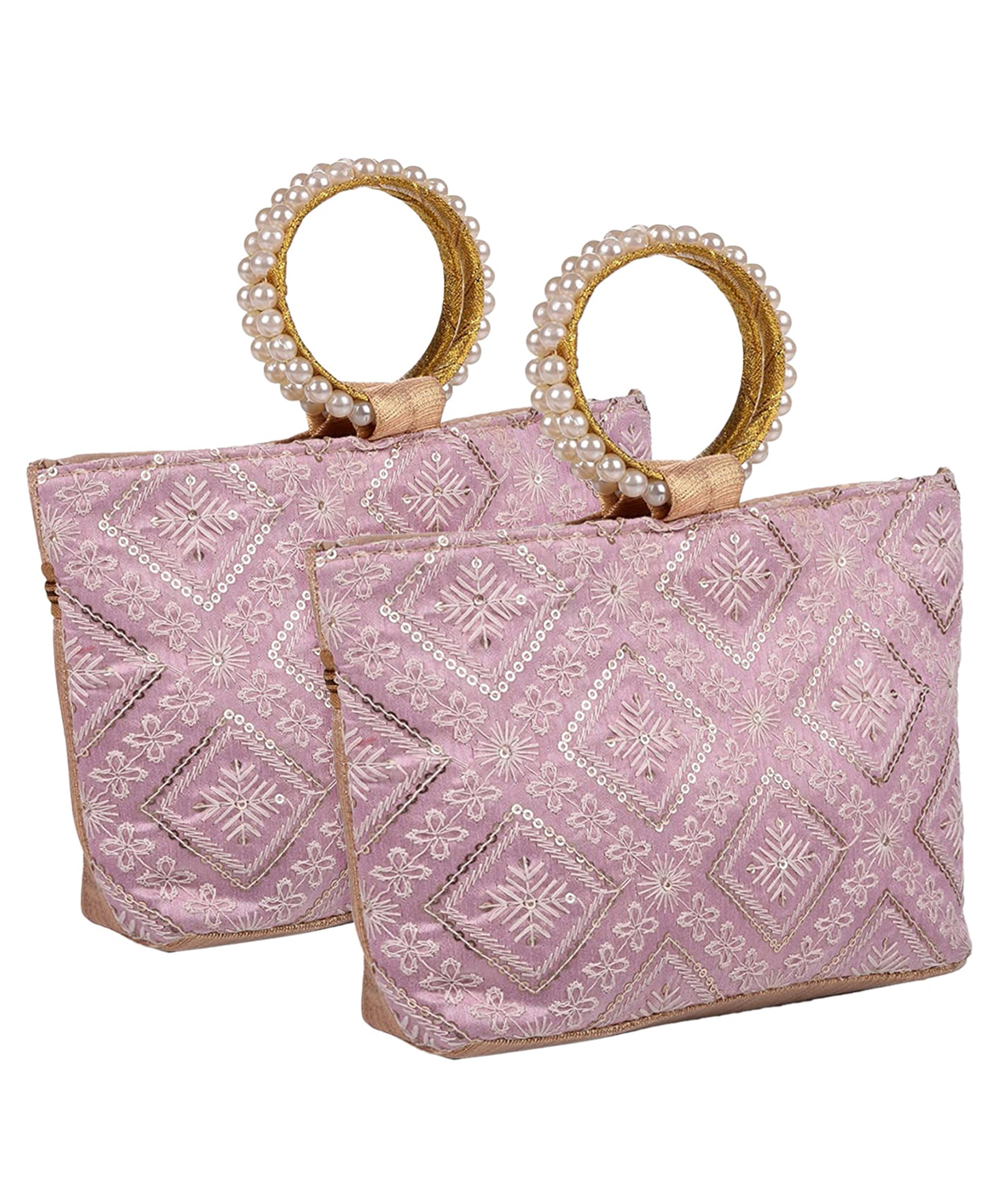 Kuber Industries Clutch BagZig Zag Chicken Silk EmbroideryMoti Churi HandleHand Purse for WomanParty Bags for WomanWedding Clutch PursePack of 2Purple-picture-27