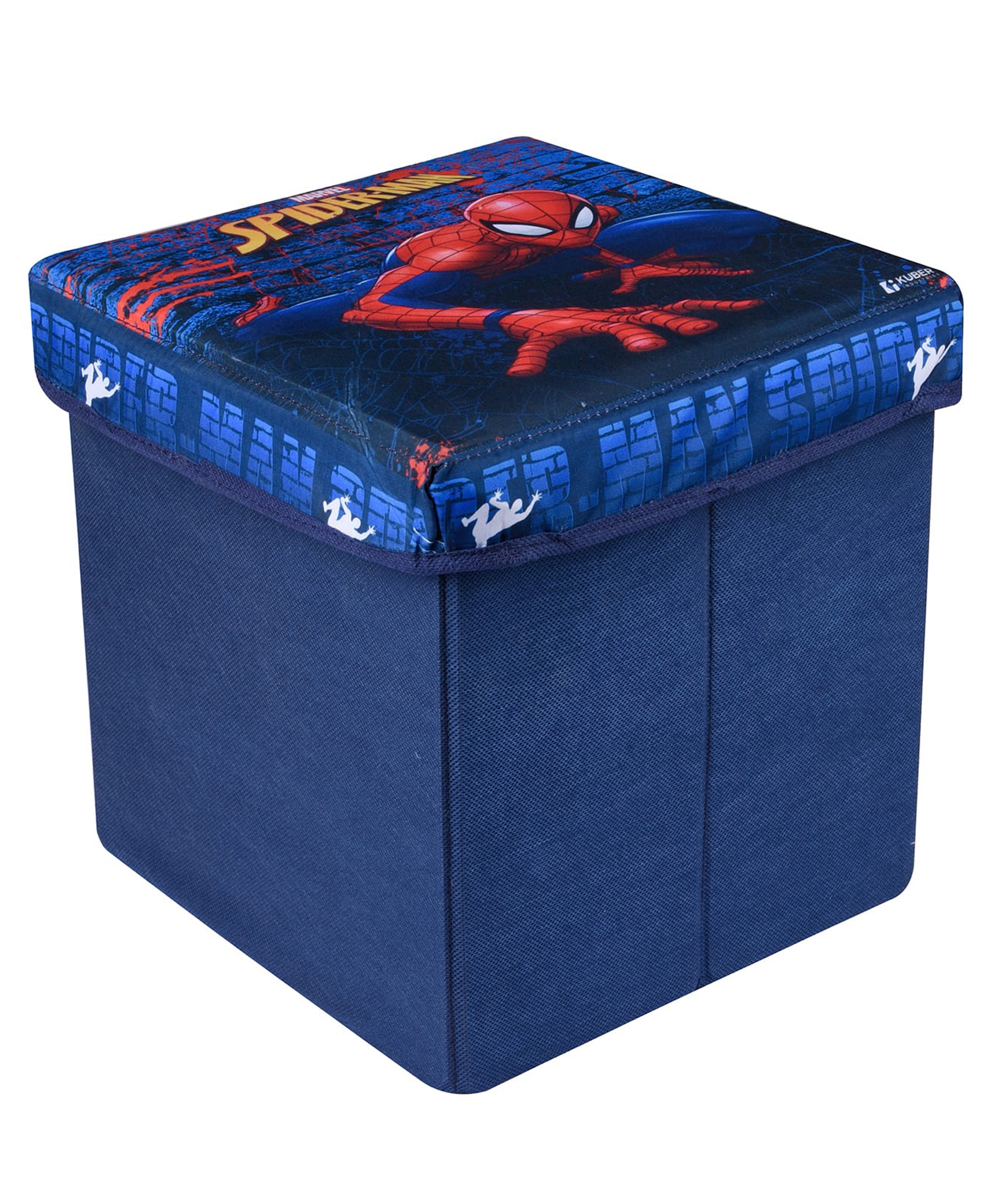 marvel by kuber Kuber Industries Marvel Spider-Man Storage Sitting Stool  Foldable Storage Box  Storage Sitting Stool for Kids Room  Stool For Living Room  Storage Stool Box For Toys  Blue-picture-23