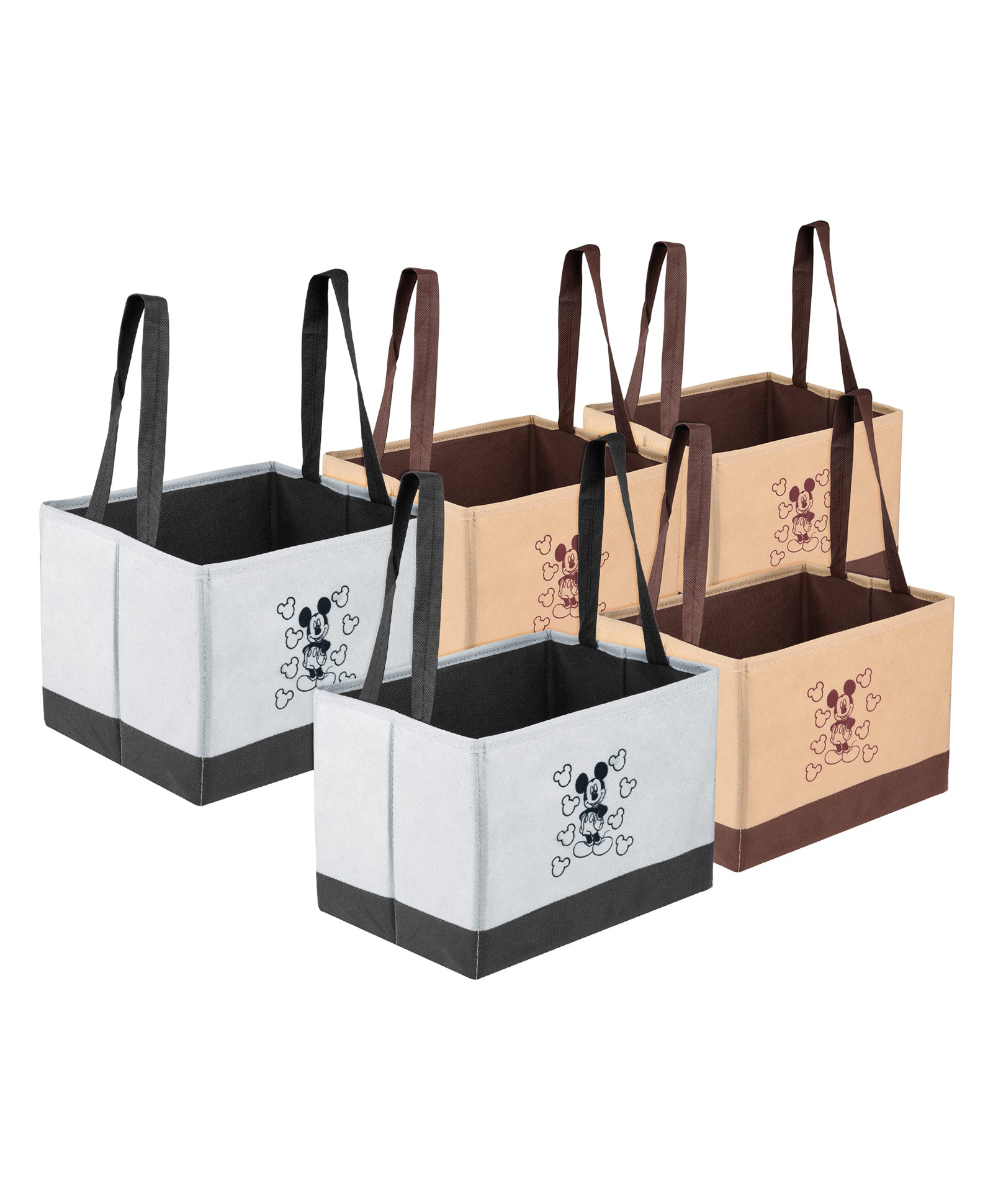 Kuber Industries Disney Mickey Drawer Storage Box  Storage Box for Clothes  Wardrobe Organizer for Books  Closet Box with Handle  Clothes Drawer Organizer  Small  Pack of 5  Multi