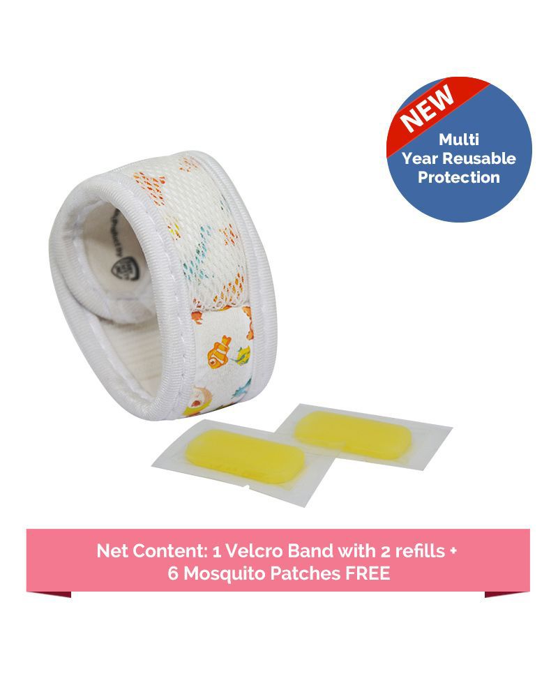 Safe-O-Kid Aqua Theme Reusable Anti-Mosquito Band With 2 Refills - White-picture-49