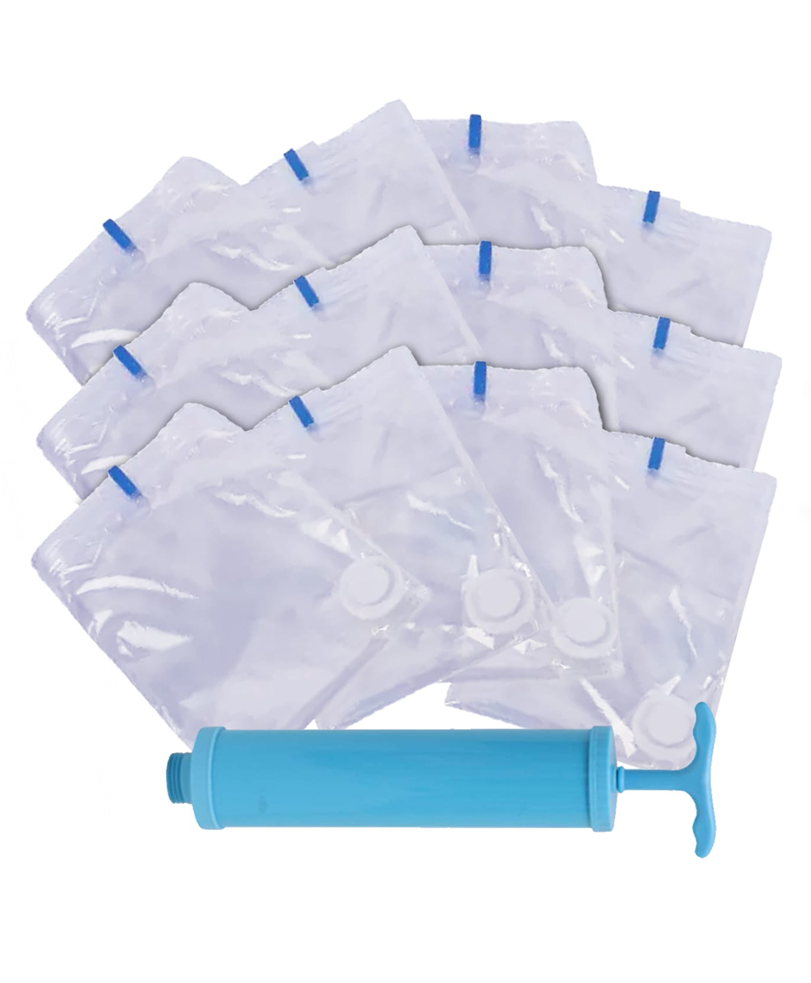 Kuber Industries Vacuum Storage BagsSpace Saver BagsTravel Vacuum Storage Seal Bags for Comforters Blankets Clothes Pillows With Hand Pump,70x100 cm,Pack of 12,Transparent,