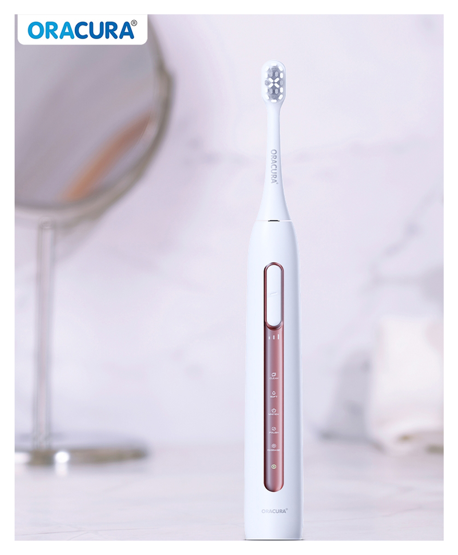 ORACURA SB300 Sonic Smart Electric Rechargeable Toothbrush Peach-picture-14