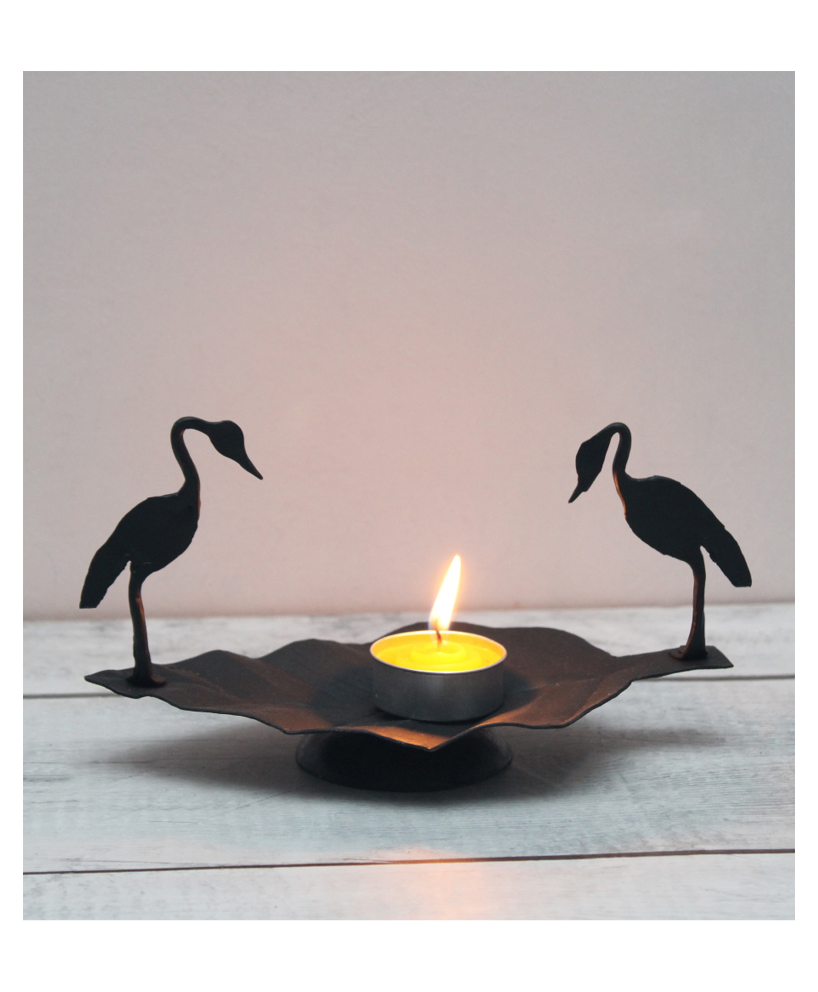 Shree Kala Home Decor The Art from Past T Light Candle Holder Birds on Leaf Iron T Light Holder-image-5