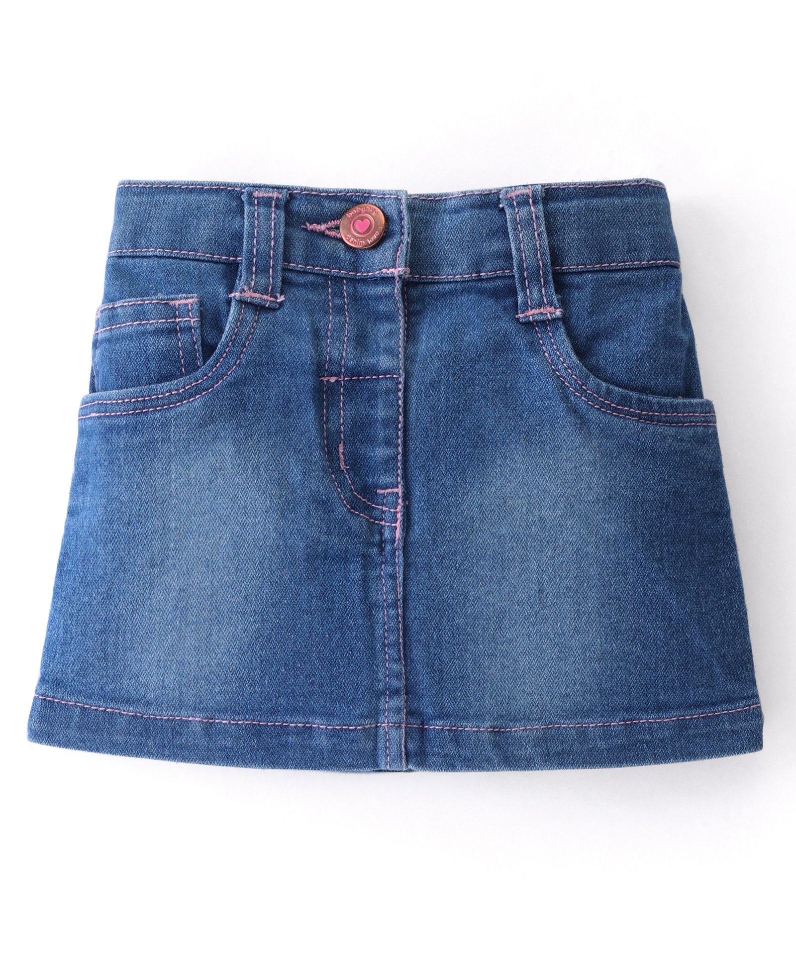 Babyhug Mid Thigh Length Solid Color Stretchable Denim Skirt - Blue-picture-30