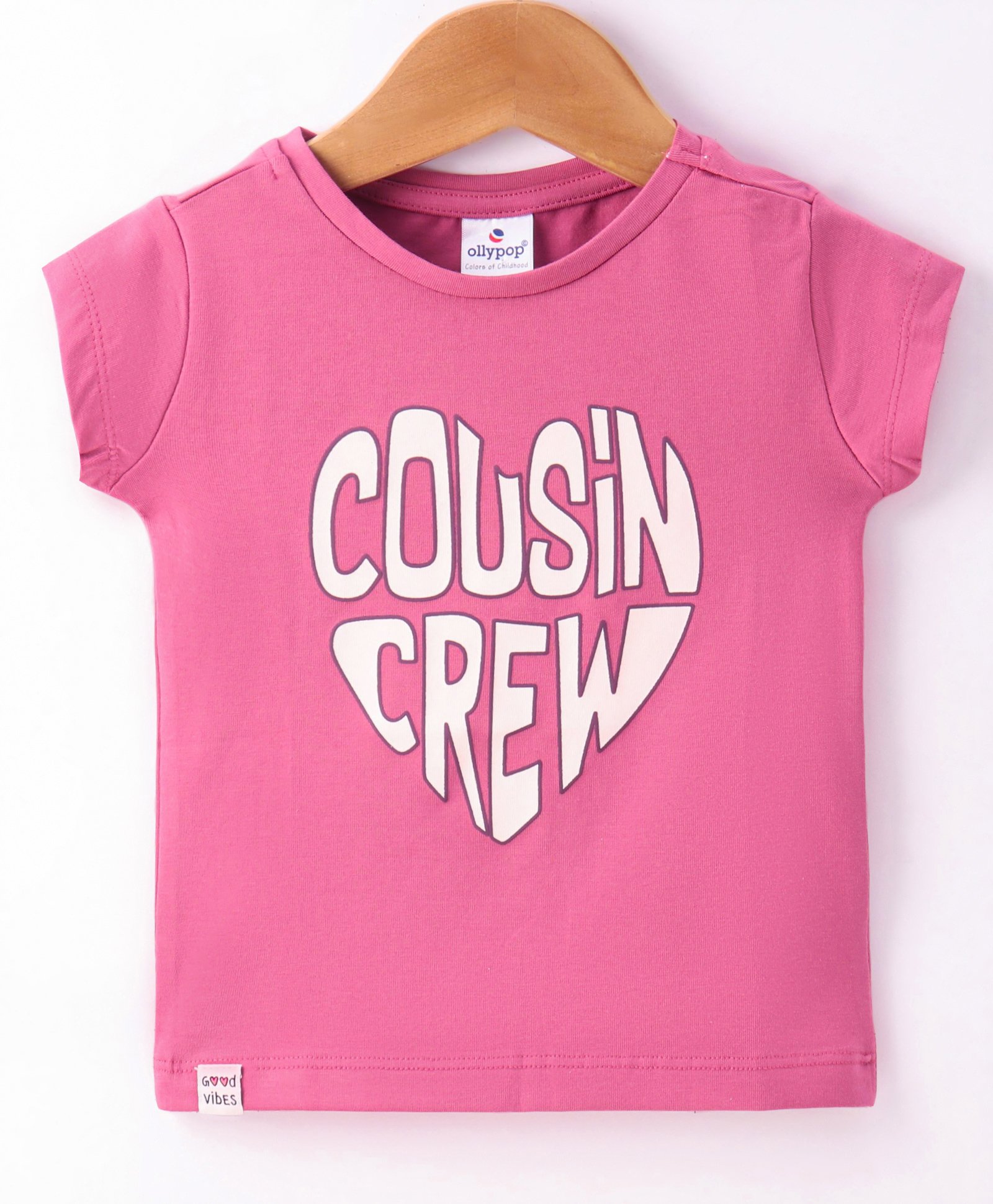 OLLYPOP Sinker Half Sleeves Text Printed T-Shirt - Pink-picture-14