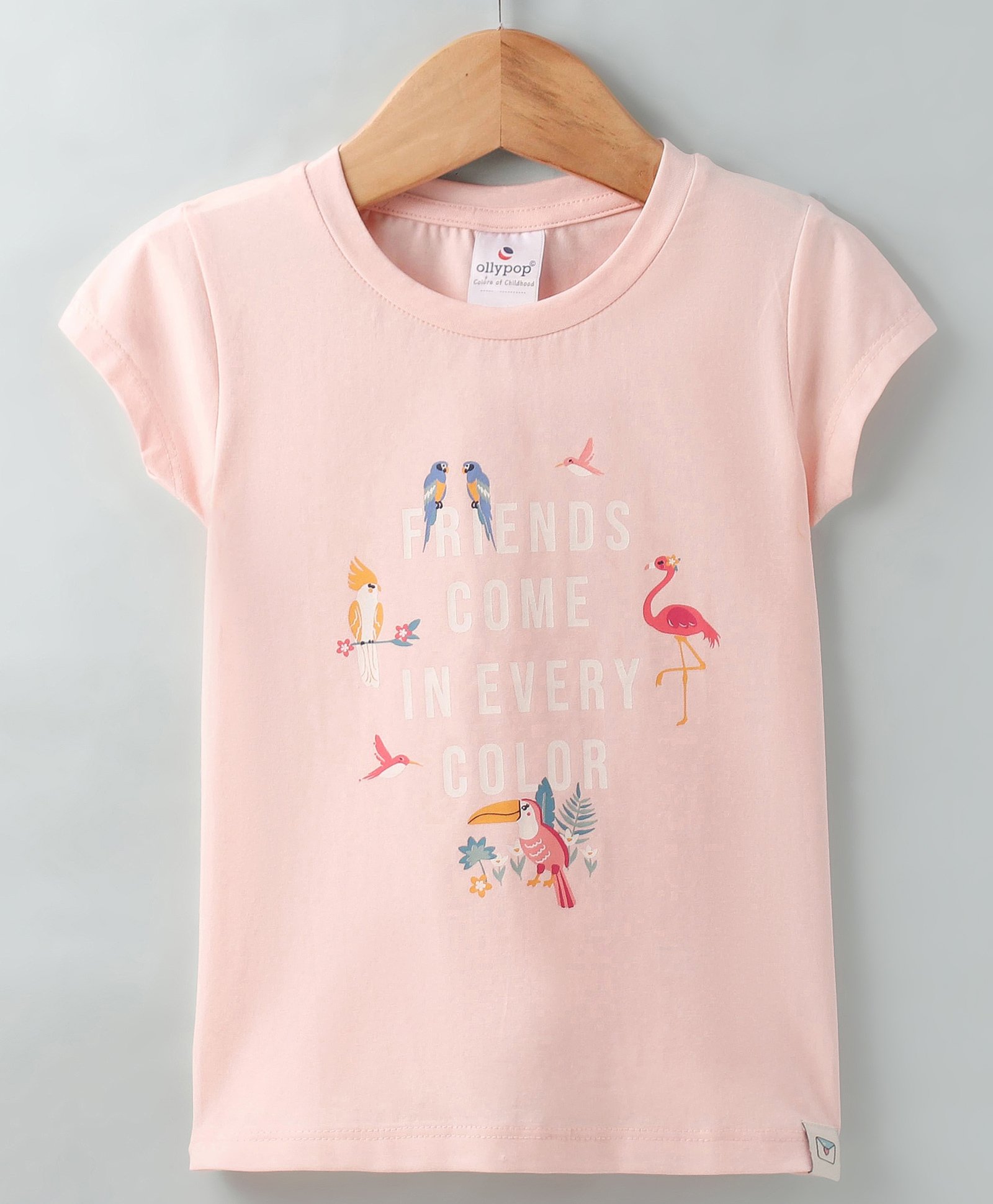 Ollypop Sinker Knit Half Sleeves  T-Shirt with Text Print - Baby Pink-picture-17