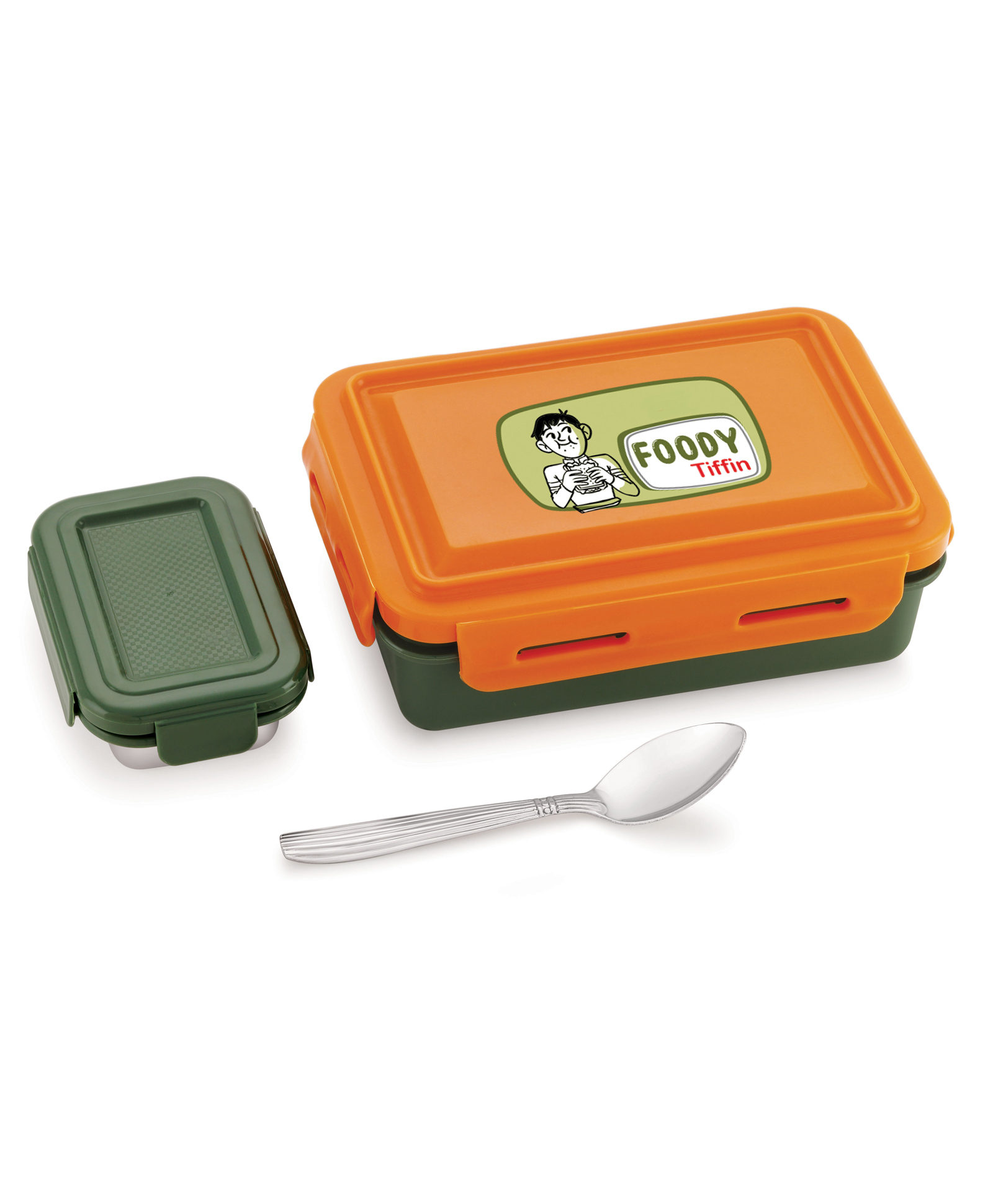 Nabhya Foody Inner Stainless Steel insulated Air Tight Tiffin Box With Steel Katori 2 Containers Lunch Box Orange-picture-16